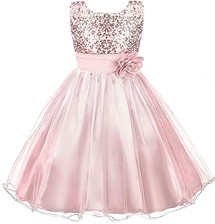 Girls Dresses Sequin Flower Girls Party Dress Bridesmaid Ball Gown Wedding Tulle 3-10 Years - Buy now