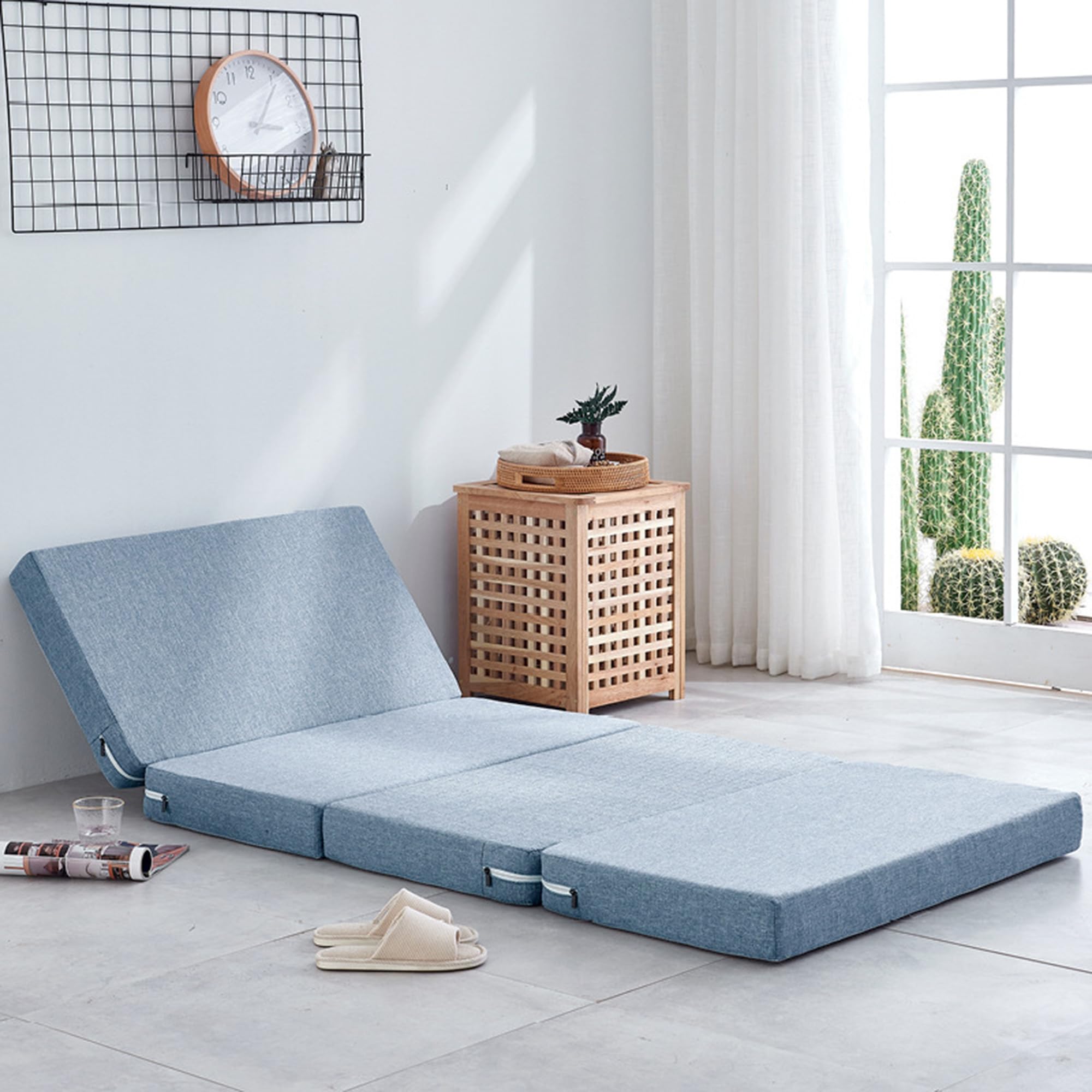 Colchón plegable para cama de invitados, sofá cama con funda extraíble para camping, dormitorio, caravanas, colchón de suelo, colchón de viaje, alivio de presión, cama en una caja