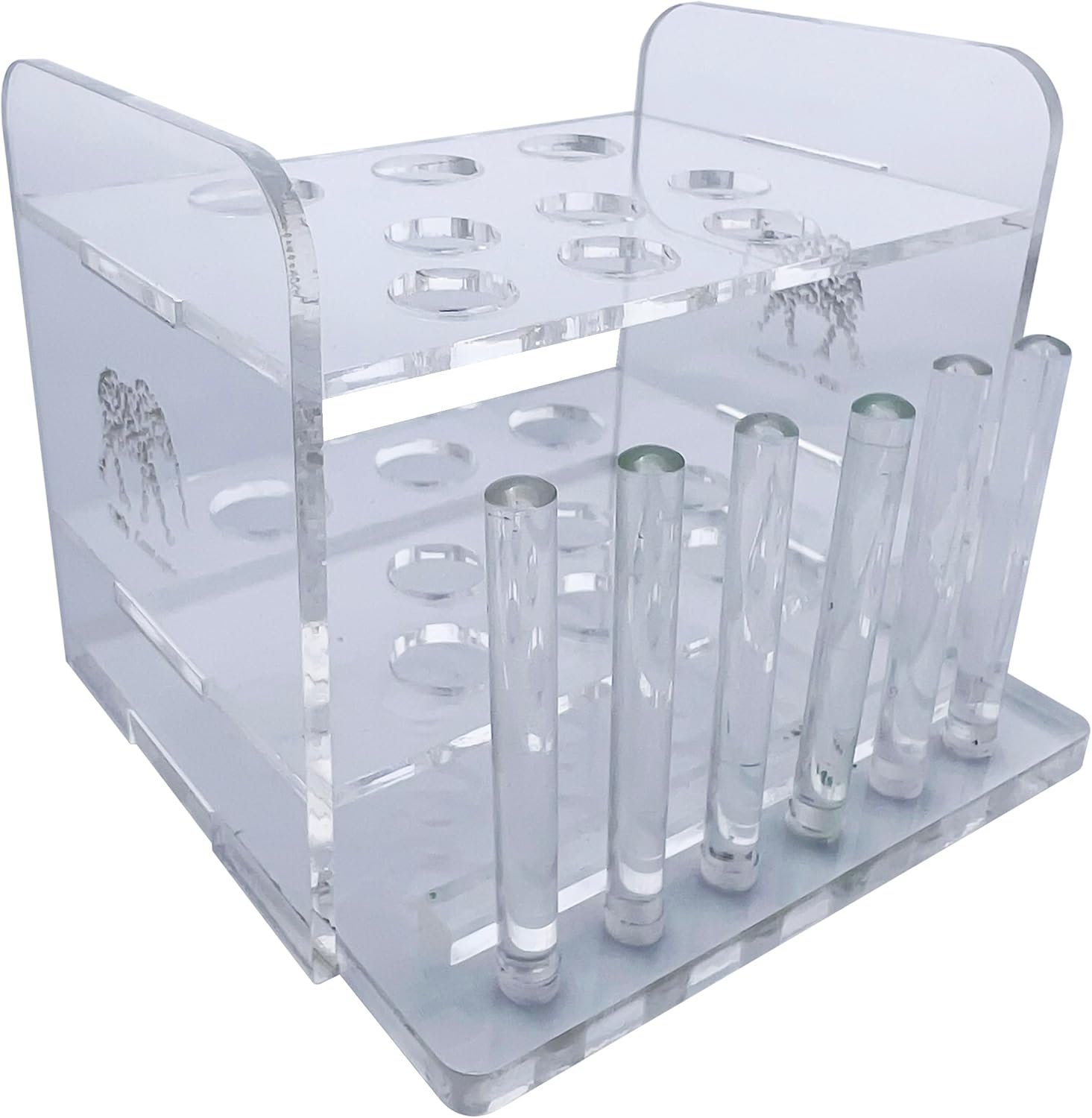 Aquarium Test Tube Holder, Hand-Made Rack w/ 6 Cap Holders for use w/API and TC Glass Test Tubes