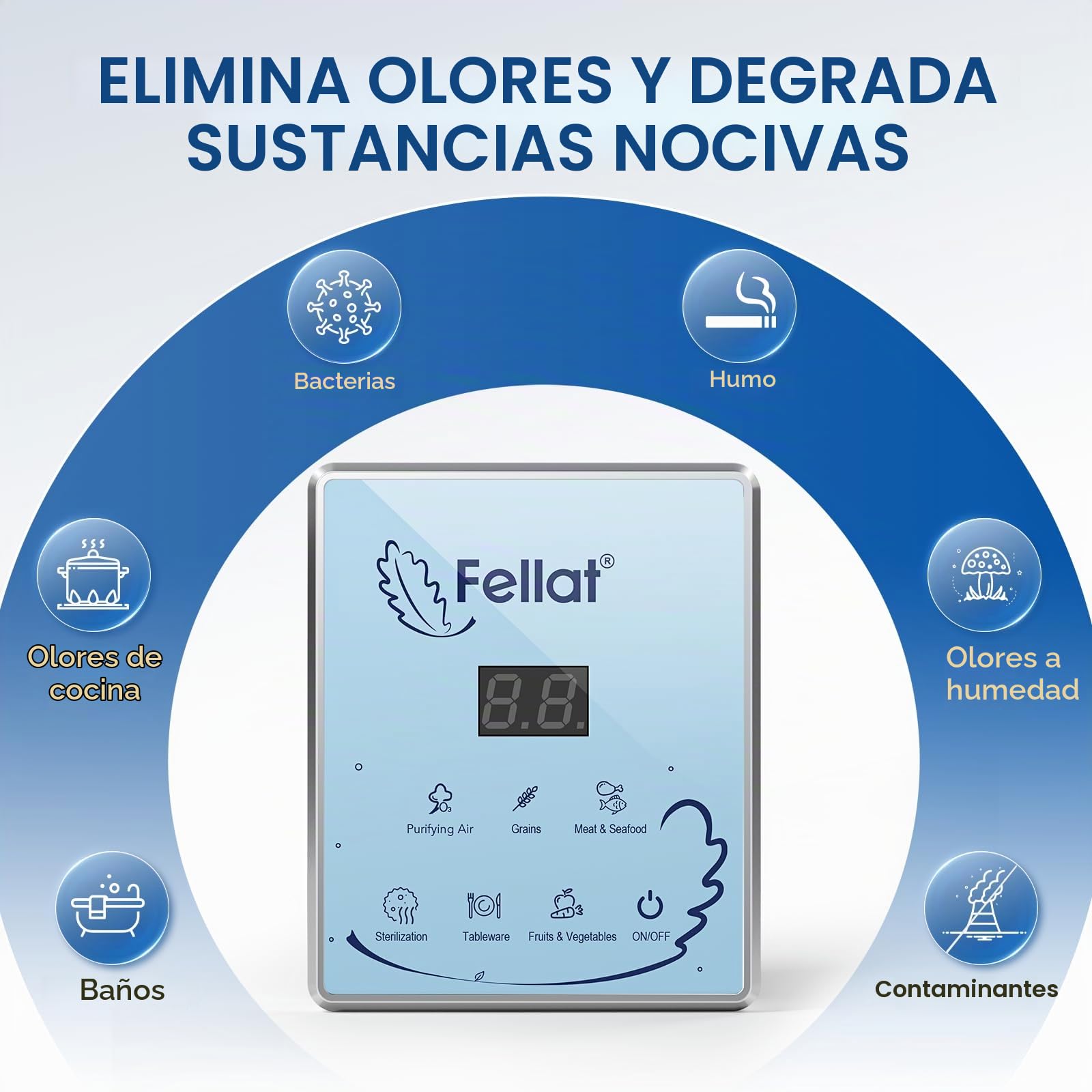 Generador de Ozono, FELLAT 600mg/h Generador de Ozono para agua y aire, Generador de Ozono Portátil con 6 modos