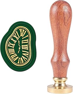 CRASPIRE Clock Wax Seal Stamp Time Sealing Wax Stamps Retro Vintage Removable Brass Stamp Head with Wood Handle for Wedding Invitations Halloween Christmas Thanksgiving Gift Packing