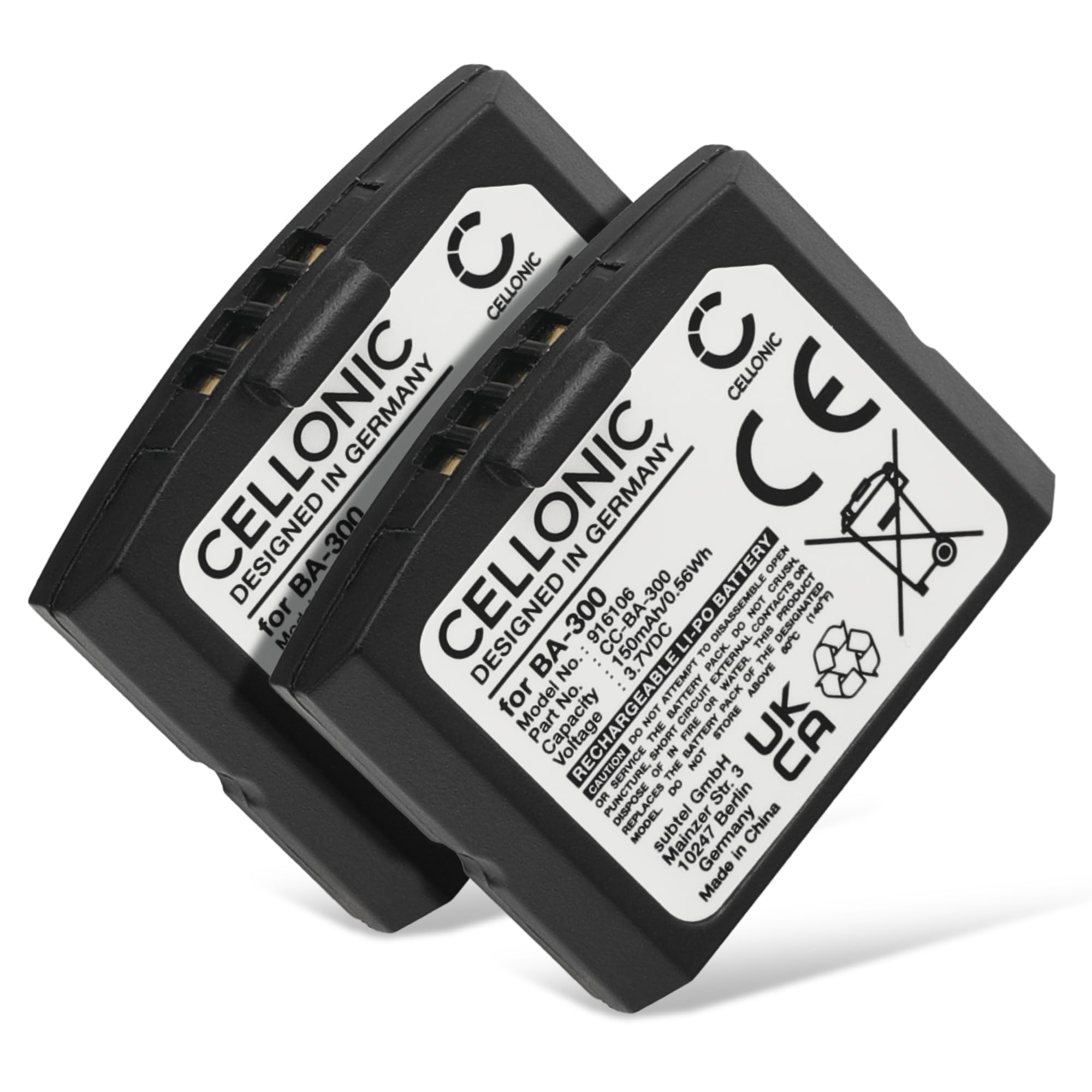 CELLONIC 2X Akku für Headset Kompatibel mit Sennheiser RI 840 (Set 840 TV), RR 4200, RI 830 (Set 830 TV), BA 300 - (150mAh, 3.7V)