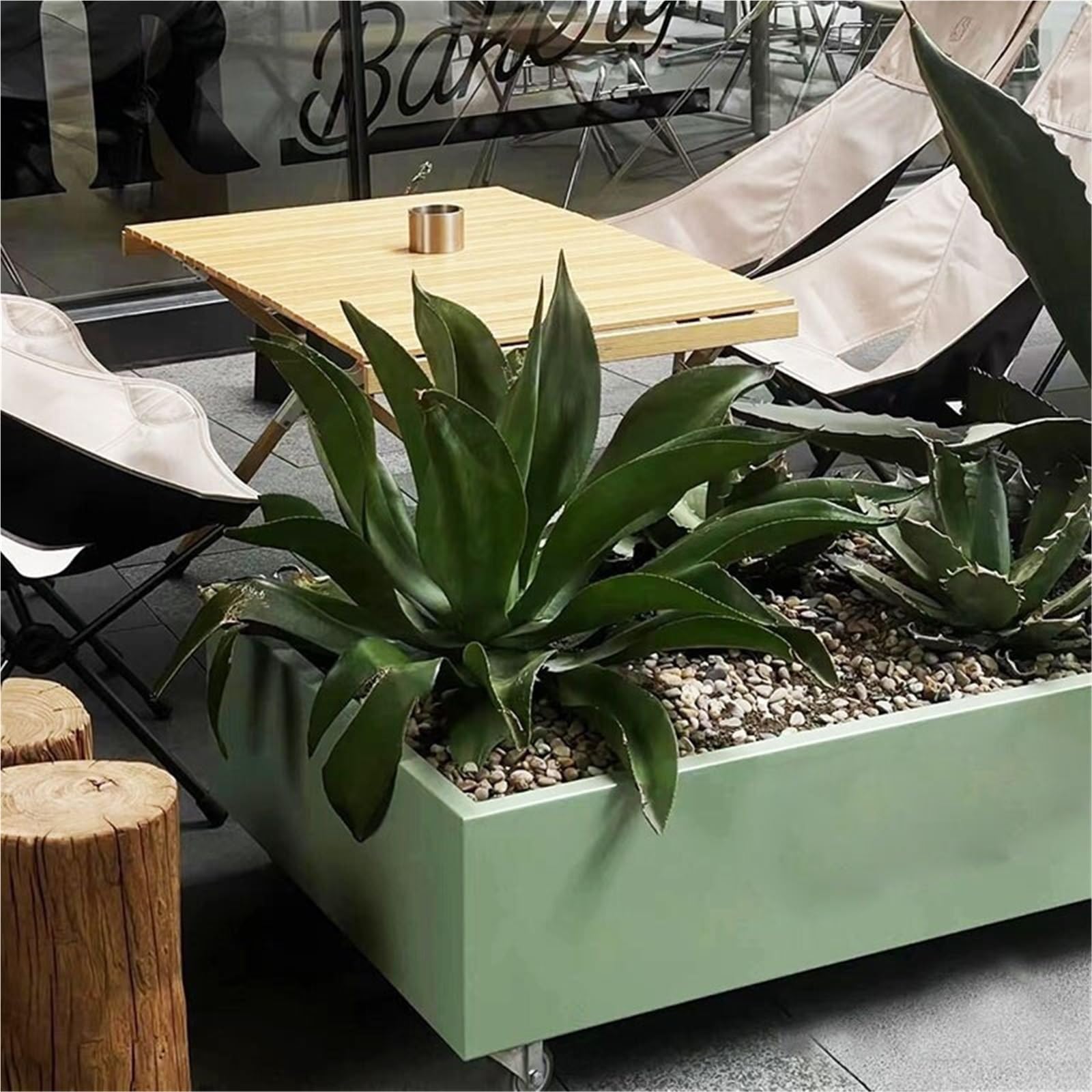 Banco de Jardinera de Parque Jardinera de jardín Caja Flores Contenedor plantación | Con ruedas giratorias for exhibición móvil al aire libre.(XS)