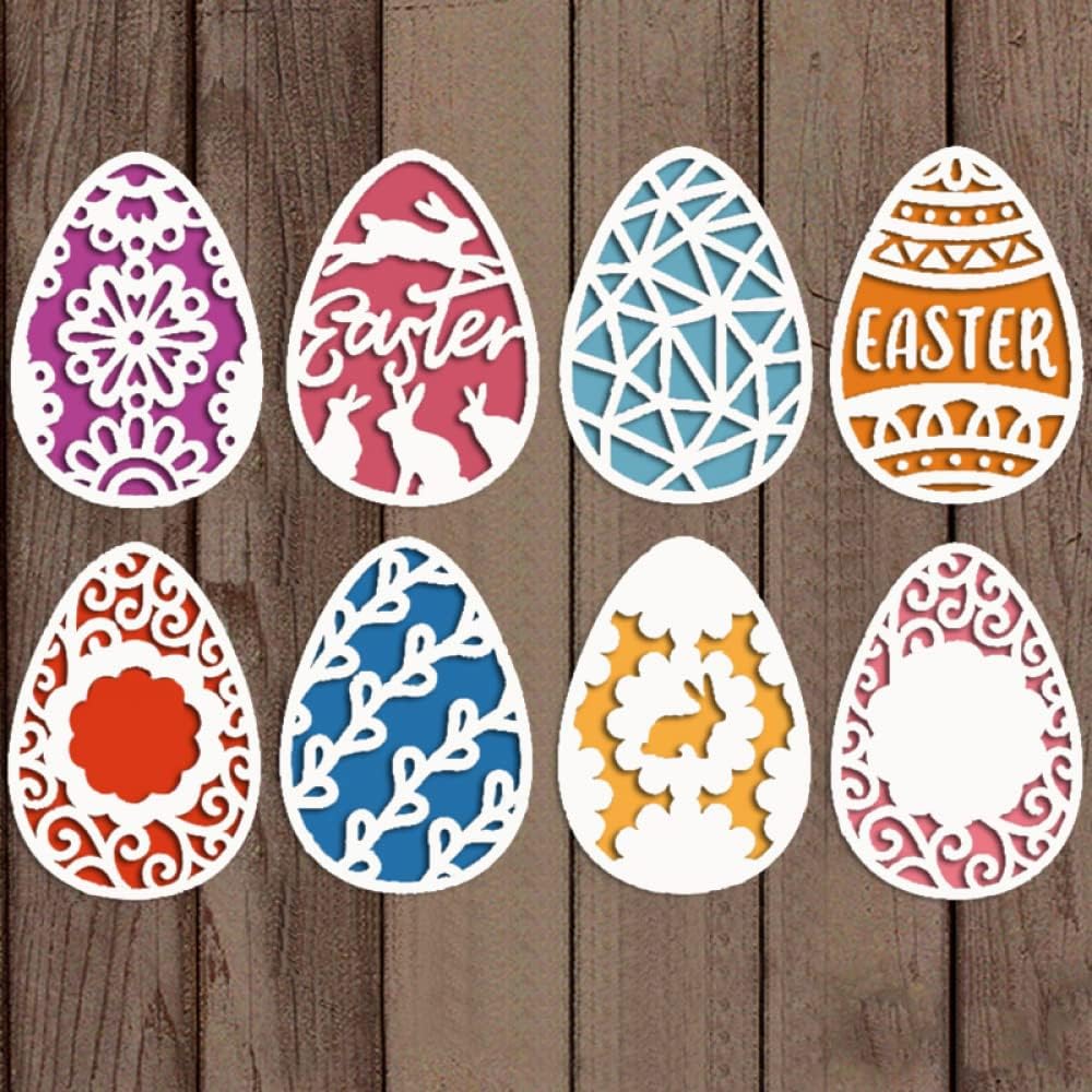 Easter Eggs Dies for Card Making Leaves Flower Easter Rabbits Shape Metal Cutting Dies for DIY Scrapbooking Arts Crafts Scrapbook Photo Album Decor Scrapbooking Supplies Metal Die Cuts Punch Template