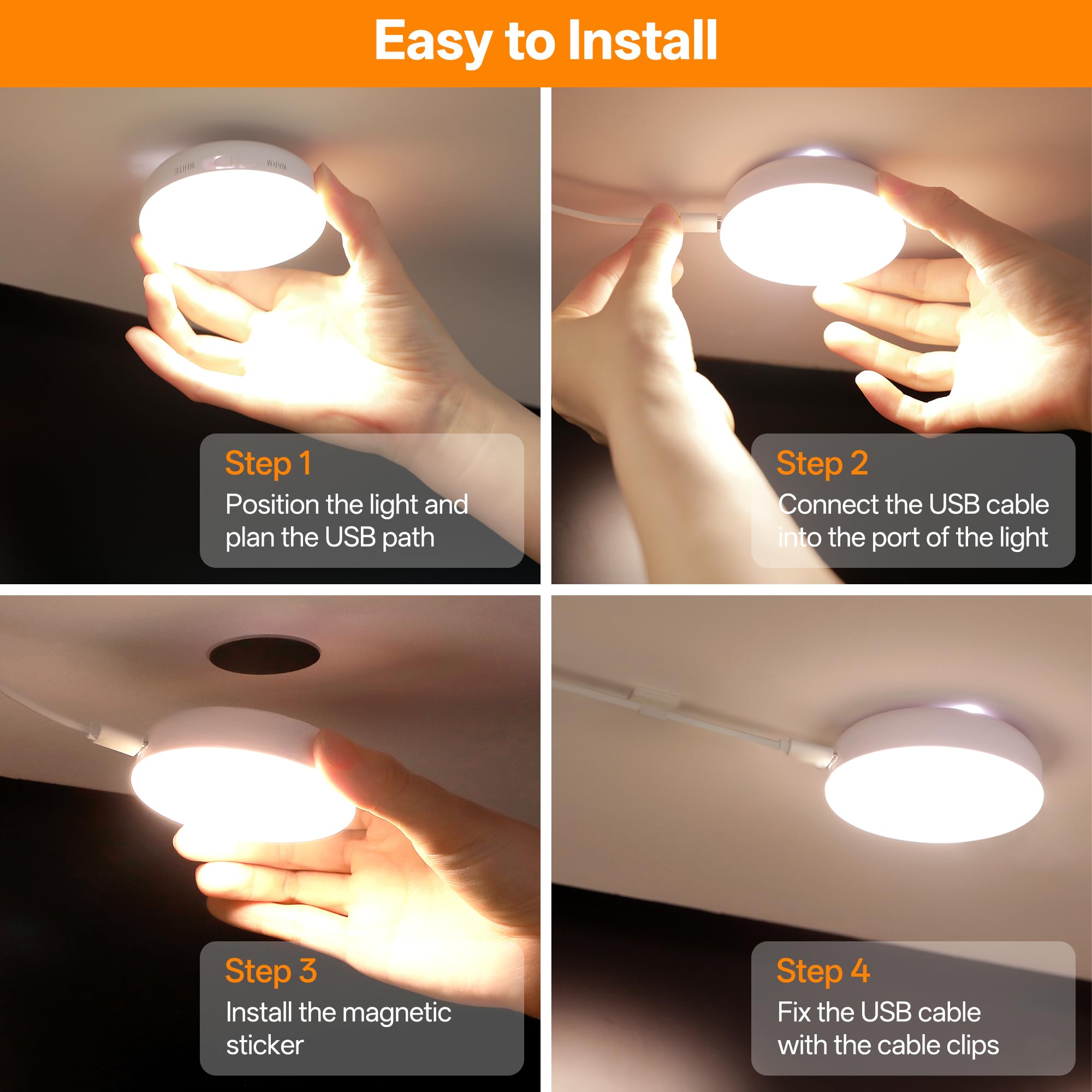 Led-kastverlichting met bewegingsmelder en afstandsbediening, USB-oplaadbaar, led-lichtstrip met