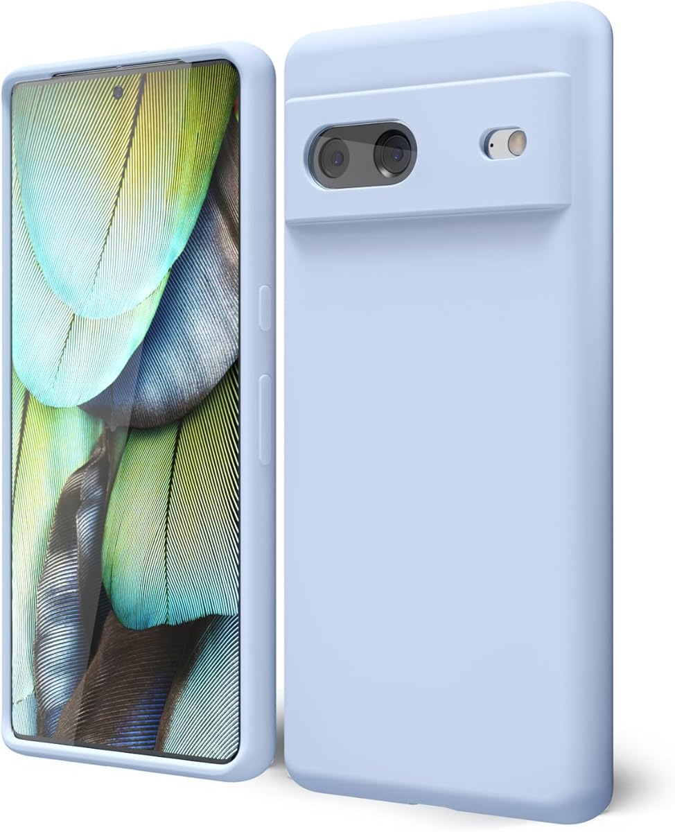 Oakxco for Google Pixel 7 Phone Case Liquid Silicone, Cute Thin Slim Soft Rubber TPU Plain Smooth Gel Cover for Women Girl Aesthetic, Matte Solid Protective & Shockproof Grip, Aqua Sky Baby Light Blue