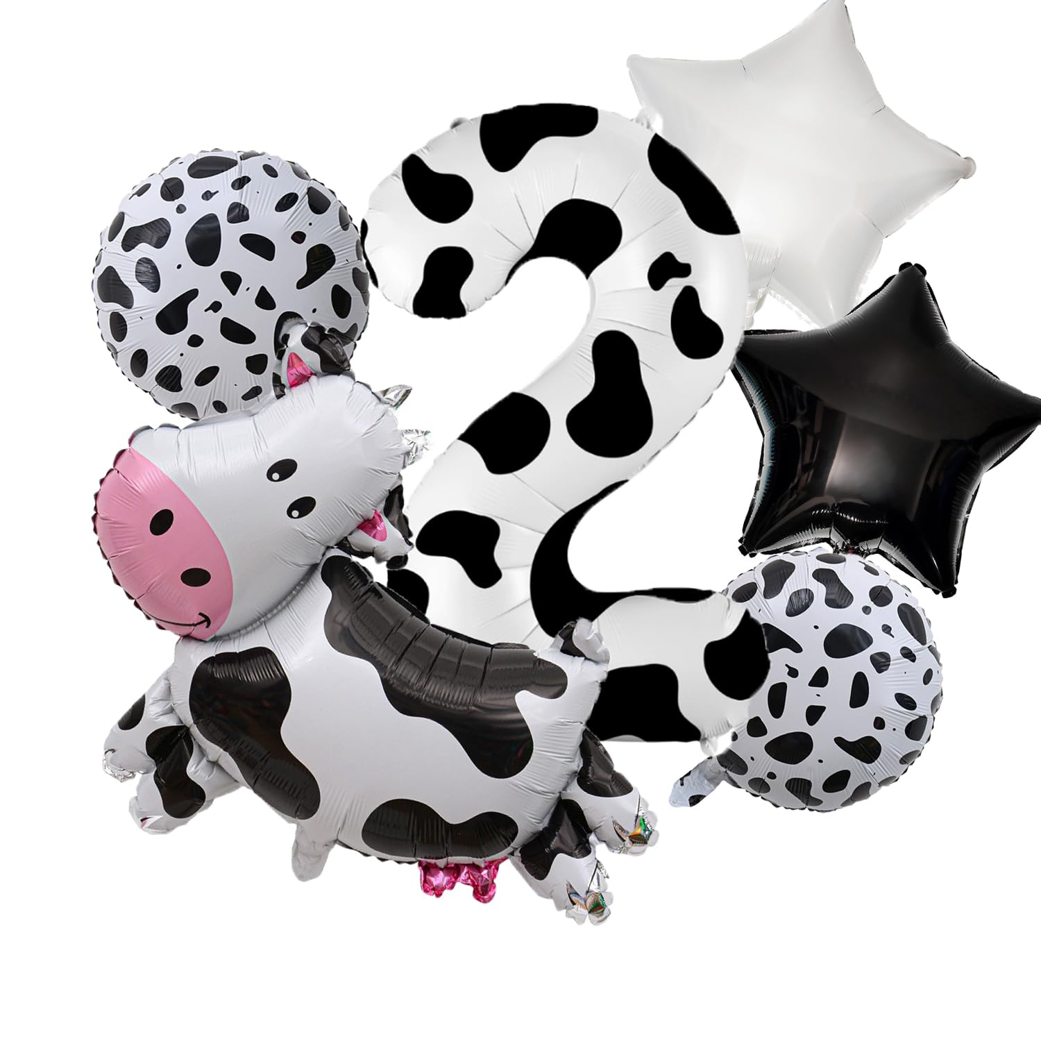 Lot de 63 ballons de fête en forme de vache - Bannière d'anniversaire - Ballons en aluminium pour fête sur le thème de la vache - Nappe de table pour décoration de