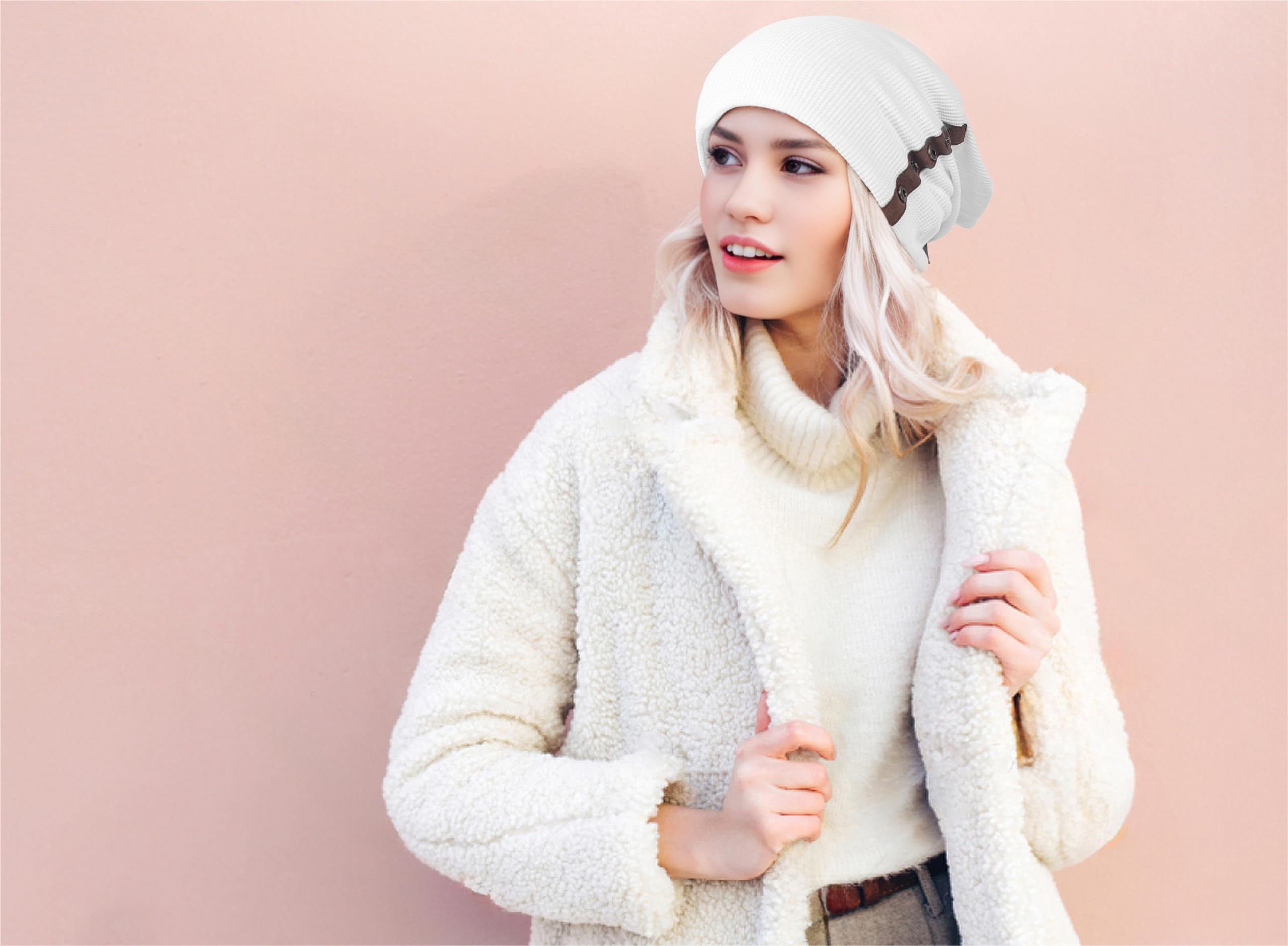 Gorro de punto holgado para invierno, cálido y suave para clima frío
