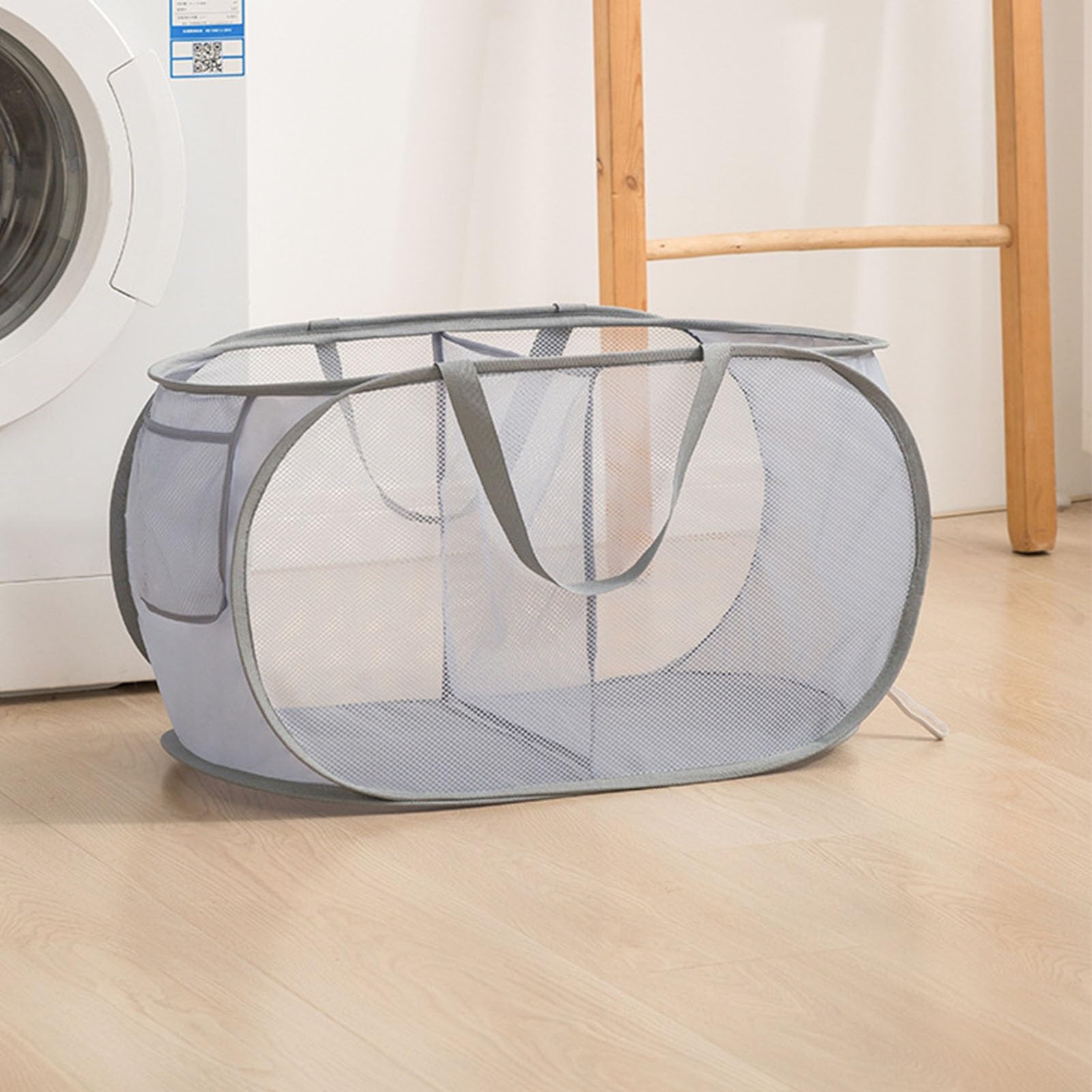 Folding Laundry Basket Household Storage Layered Dirty Clothes,Thickened Partitioned,Two Compartment Bedroom
