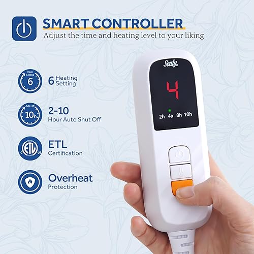 Miniatura 10 de SEALY Manta eléctrica tamaño individual, manta eléctrica de felpa corta a cuadros y sherpa con 10 niveles de calefacción y apagado automático de 1 a