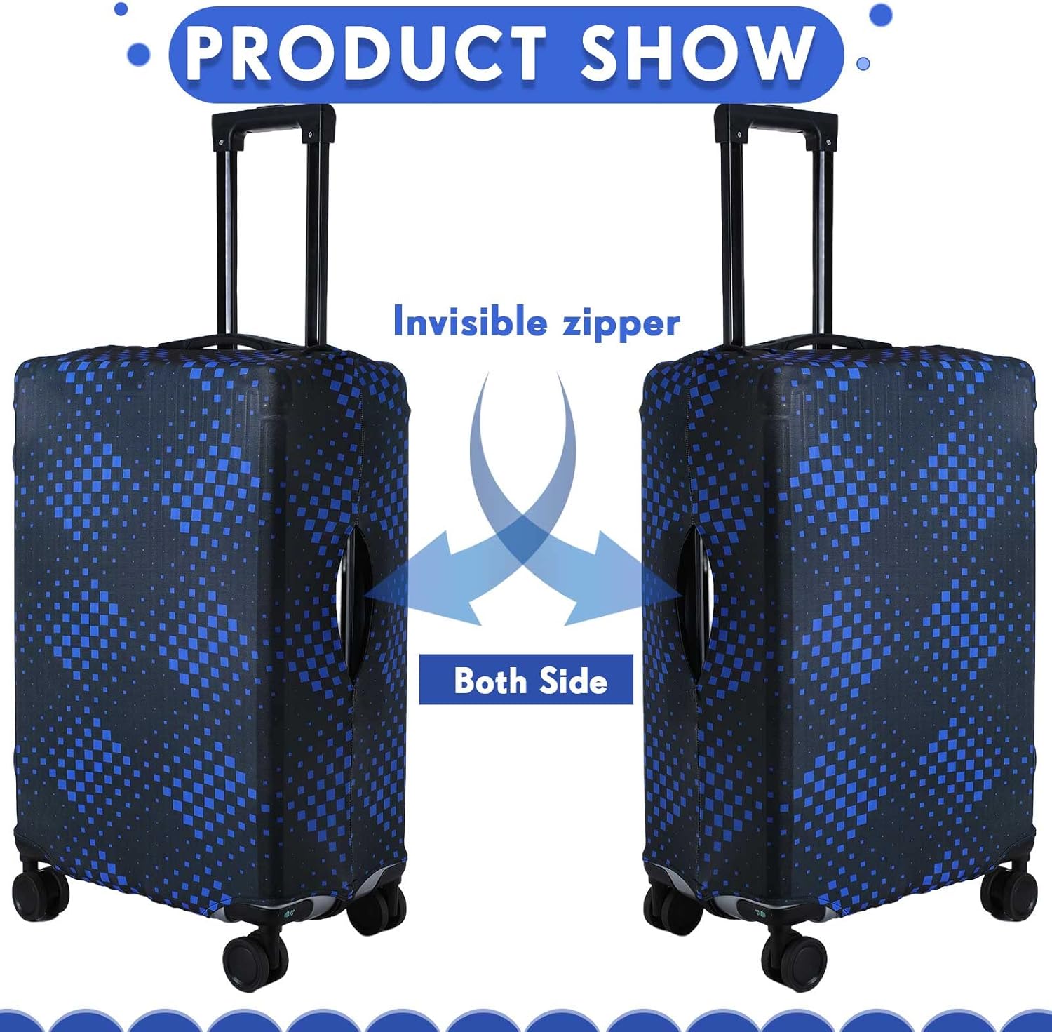 Sweetude 3 Pcs Luggage Cover Set - Travel Suitcase Cover Baggage Protector - Washable, Anti Scratch - Fits 18-28 Inch Luggage, 3 Sizes (Rhombus Style)