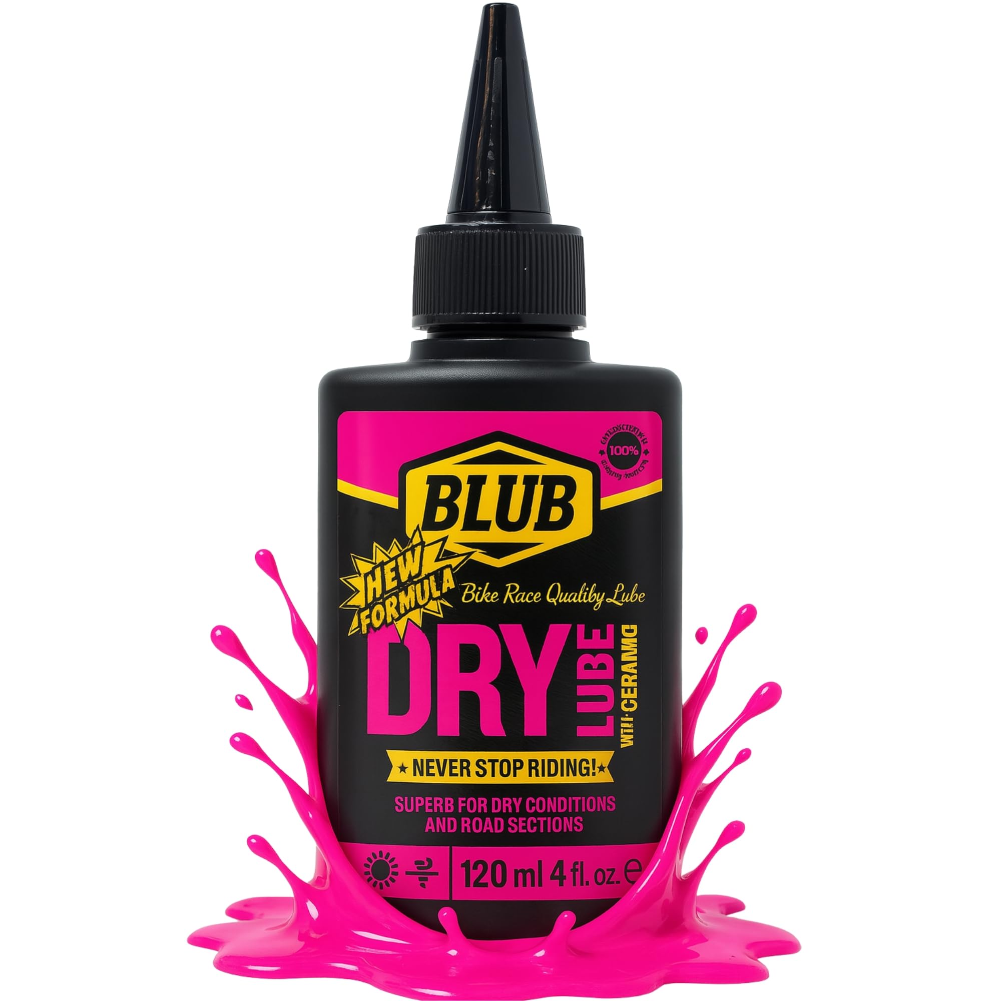 BLUB Ceramic Lube 120ml – bike chain lube with Ceramic – bike oil chain lubricant all weather – for Road, BMX & MTB – bicycle chain grease – bicycle oil Up to 80 Uses PARENT (Dry 120ml)