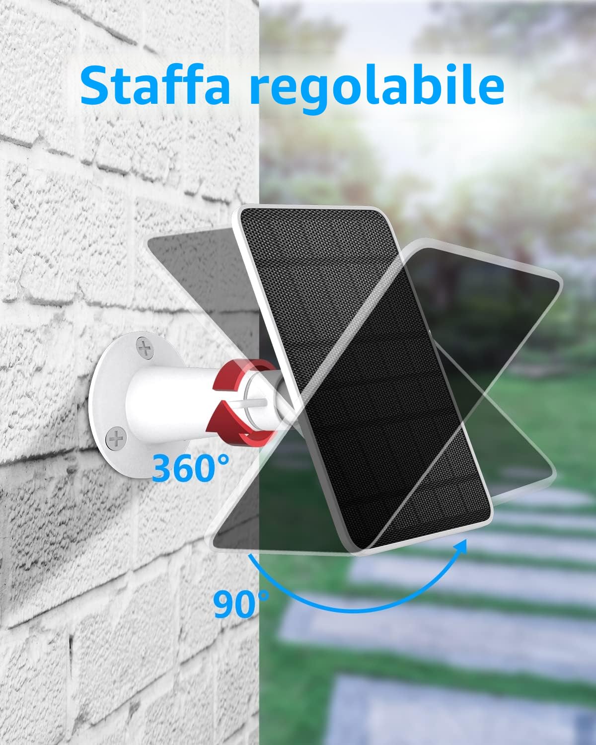 Pannello solare per telecamera di sorveglianza wireless da esterno 5V 4W, IP65 alimentazione solare impermeabile per telecamera di sicurezza, micro USB e connettore di tipo C, confezione da 2