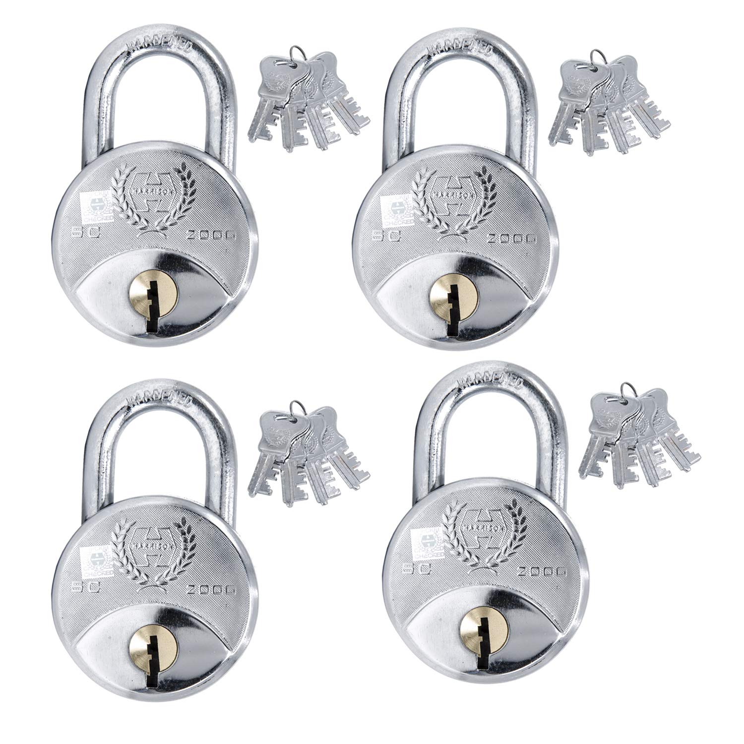 Harrison SC-2000-0536_PK 4 Iron 8 Levers Padlock with 4 Keys (Pack of 4), Silver (65mm) (B07J6C5FQS) Amazon Price History, Amazon Price Tracker