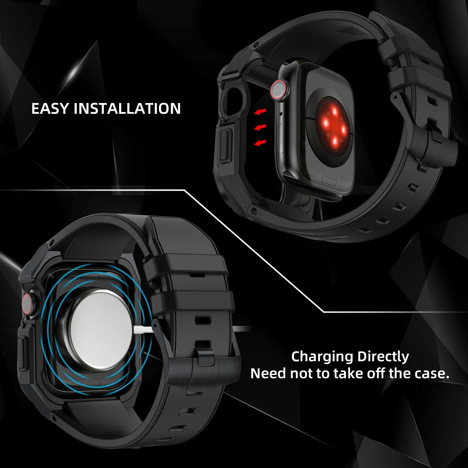 SAAWEE Kit de modification de boîtier de montre en caoutchouc, pour Apple Watch Series 9/8/7/SE/6 5/4/45 mm/44 mm, 40MM, Agate