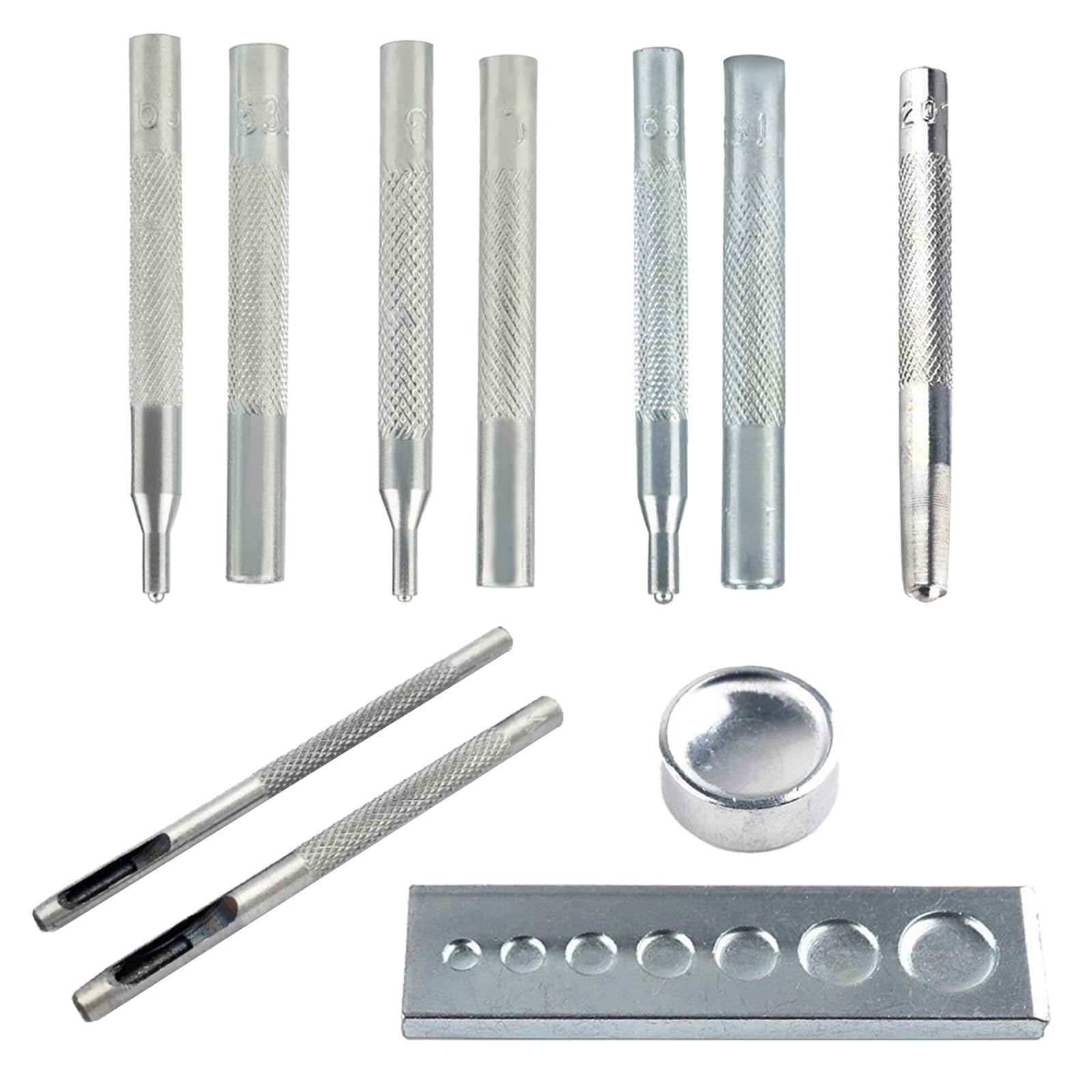 Press Studs Fixing Hand Tools, Snap Fastener Rivet Setting Hand Tool Set, Die Punch and Base for Leather Crafts Clothing Bags DIY [11 Pcs]