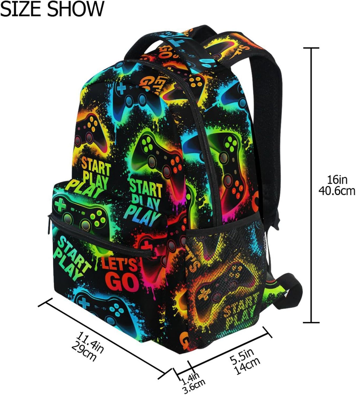 ALAZA Video Game Boys School Backpack for Kids Teens Bookbag Travel Daypack Bag 16 inch