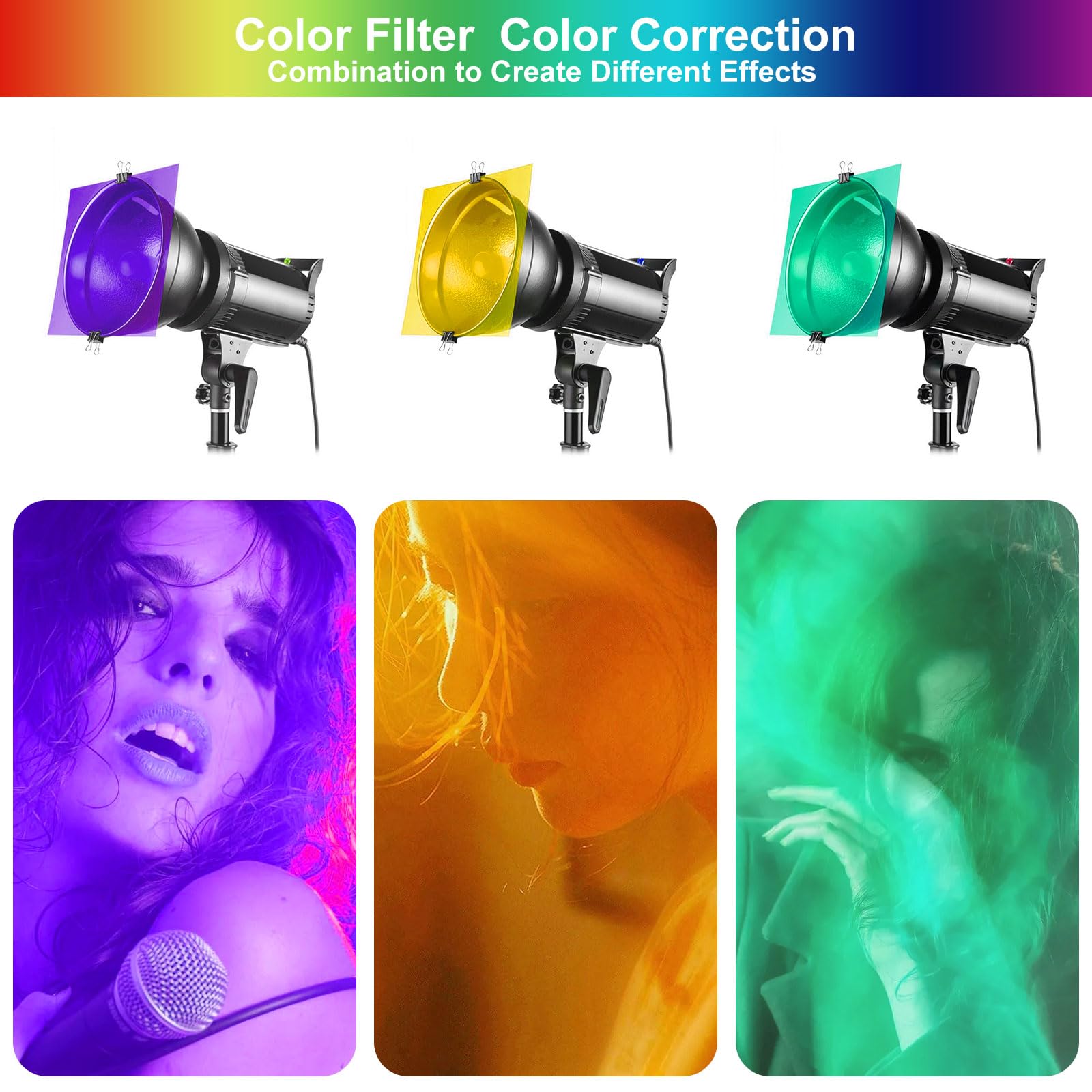 13 Pièces Filtre de Gel Correcteurs de Couleur en Plastique Transparent 13 Couleurs pour Flash Lumière LED Lampe Film Vidéo Photo 29.7x21cm Faire la fête Festival Décoration DIY