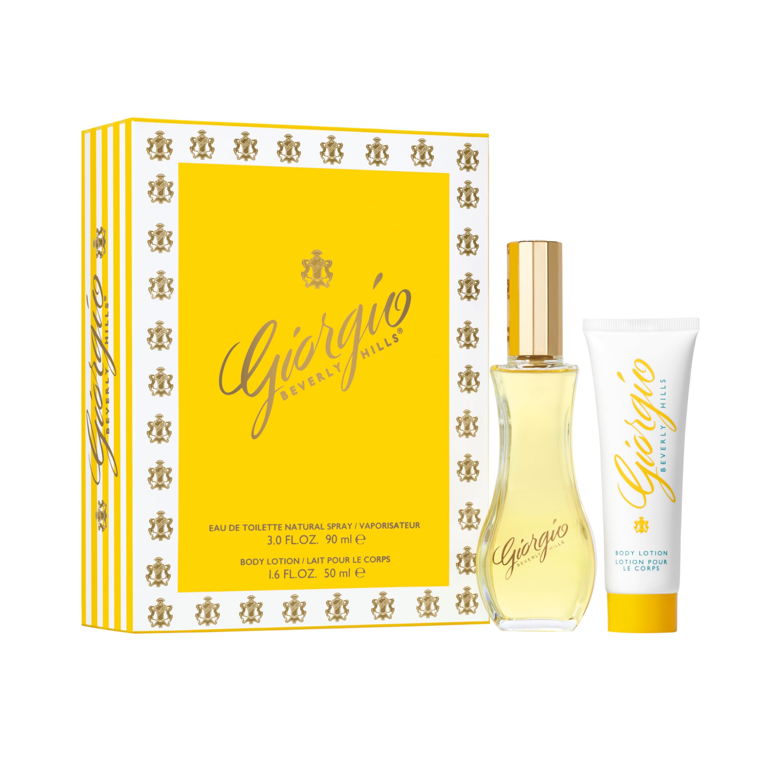 Giorgio Beverly Hills, Coffret Parfum Duo, Eau de Toilette pour Femme (90 ml) et Lotion Parfumée pour le Corps (50 ml), Senteur Florale, Poudrée et Intense, Parfum de Luxe