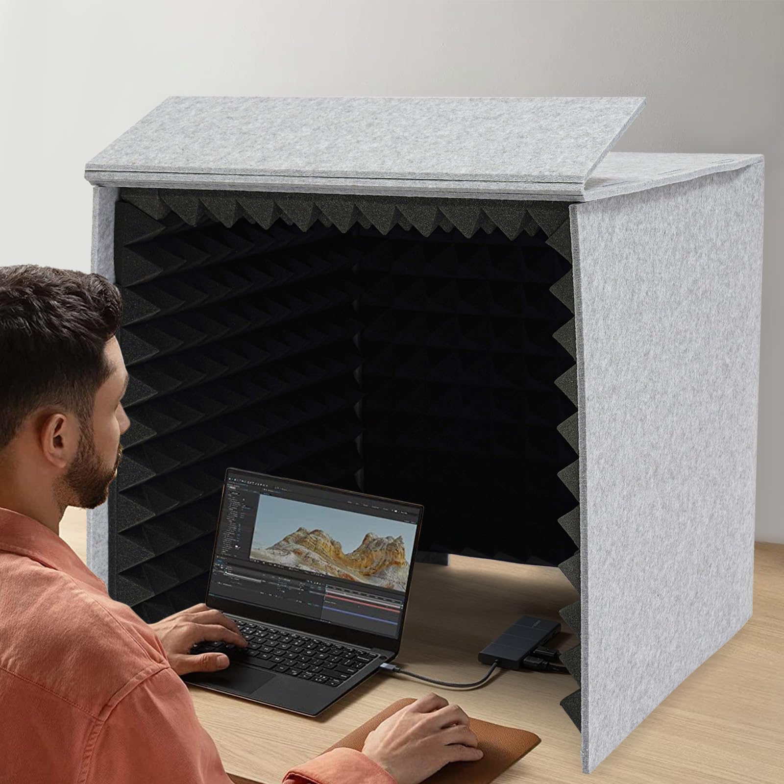 The Studio Podcast Equipment Cabina di canto Vocal Booth Insonorizzazione Recording Equipment Cabina di registrazione portatile pieghevole per studio di registrazione, podcast, 60 x 60 x 60 cm (nero)