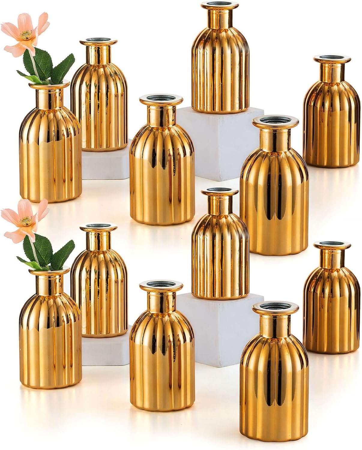 Inweder Gold Vases for Flowers Small Glass Vases for