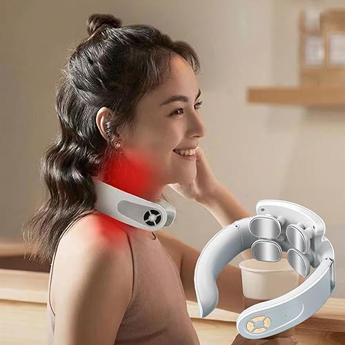 Miniatura 5 de KBTPMTL Masajeador cervical de columna vertebral, masajeador de cuello portátil, 4 cabezales, 5 modos y 9 intensidades de modos de masaje,