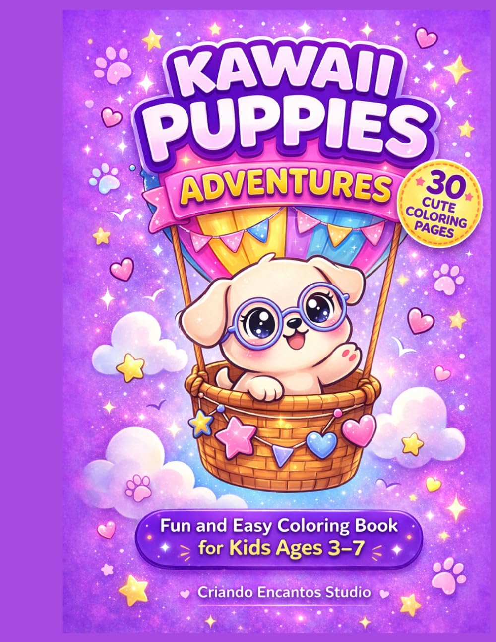Kawaii Puppies Adventures: Fun and Easy Coloring Book for Kids Ages 3–7