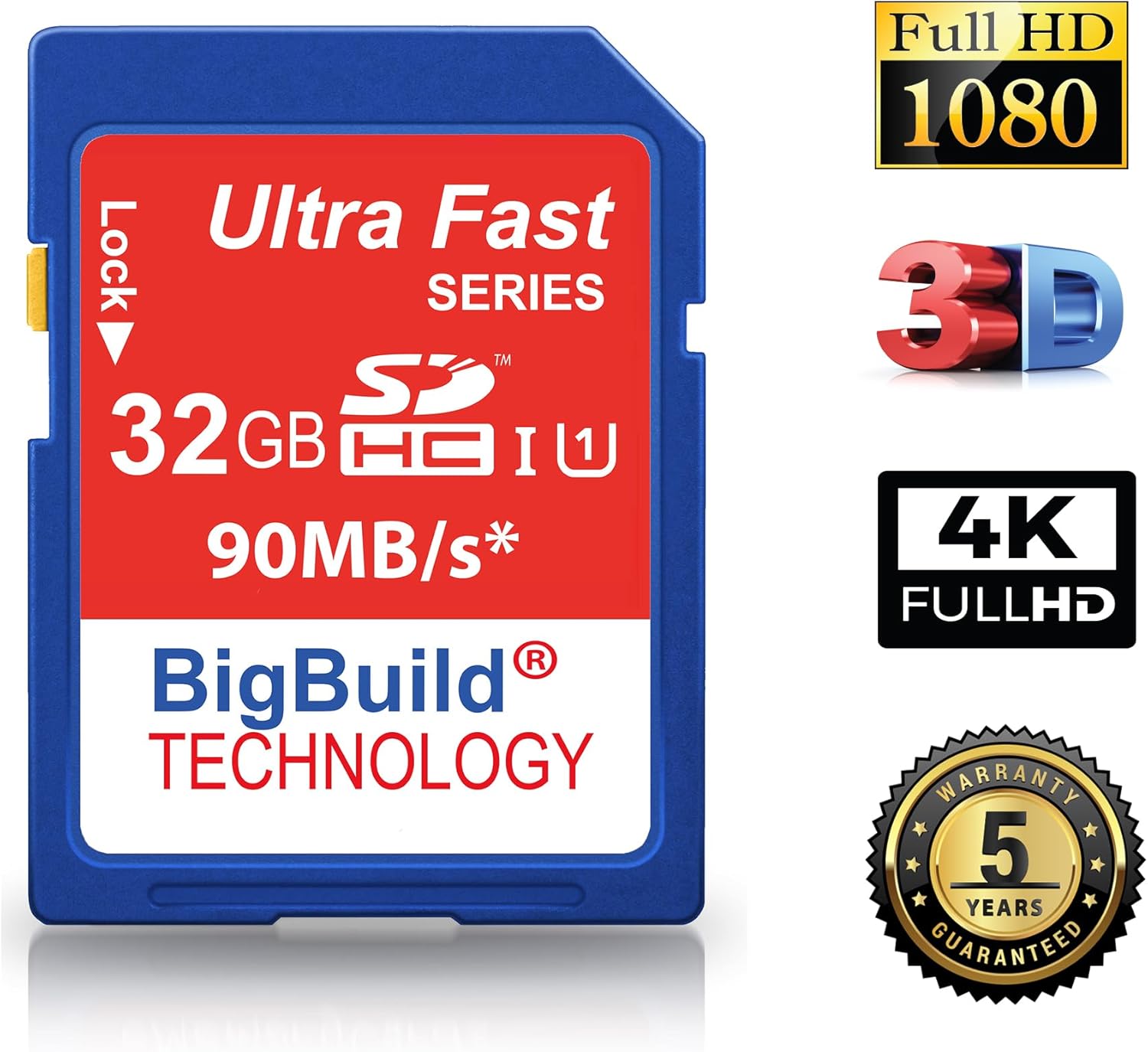 32GB Ultra Fast 90MB/s SD SDHC Memory Card for Canon EOS 1000D DSLR Camera