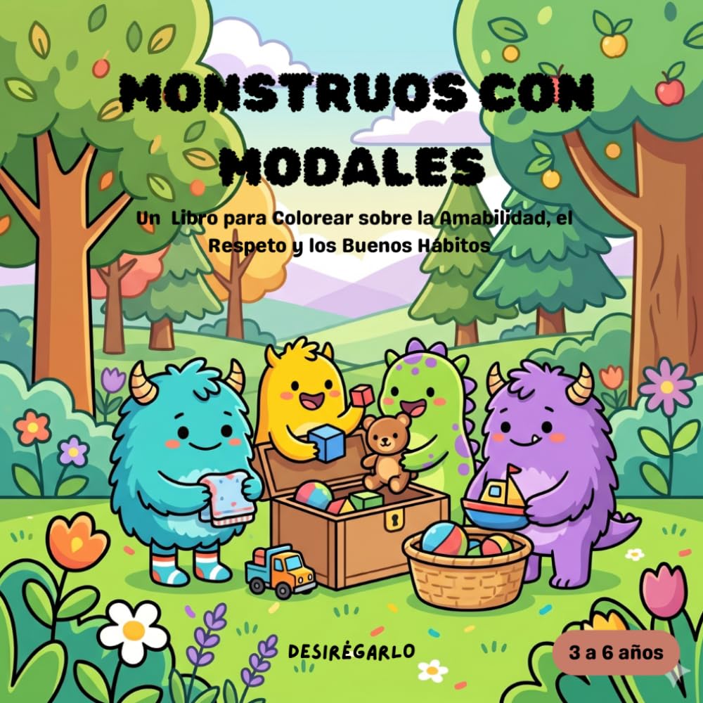 Monstruos con Modales: Libro de Colorear para Niños de 3 a 6 años: Aprender las Palabras Mágicas, el Orden y los Buenos Hábitos Coloreando (Incluye Actividades de Laberintos y Trazado).