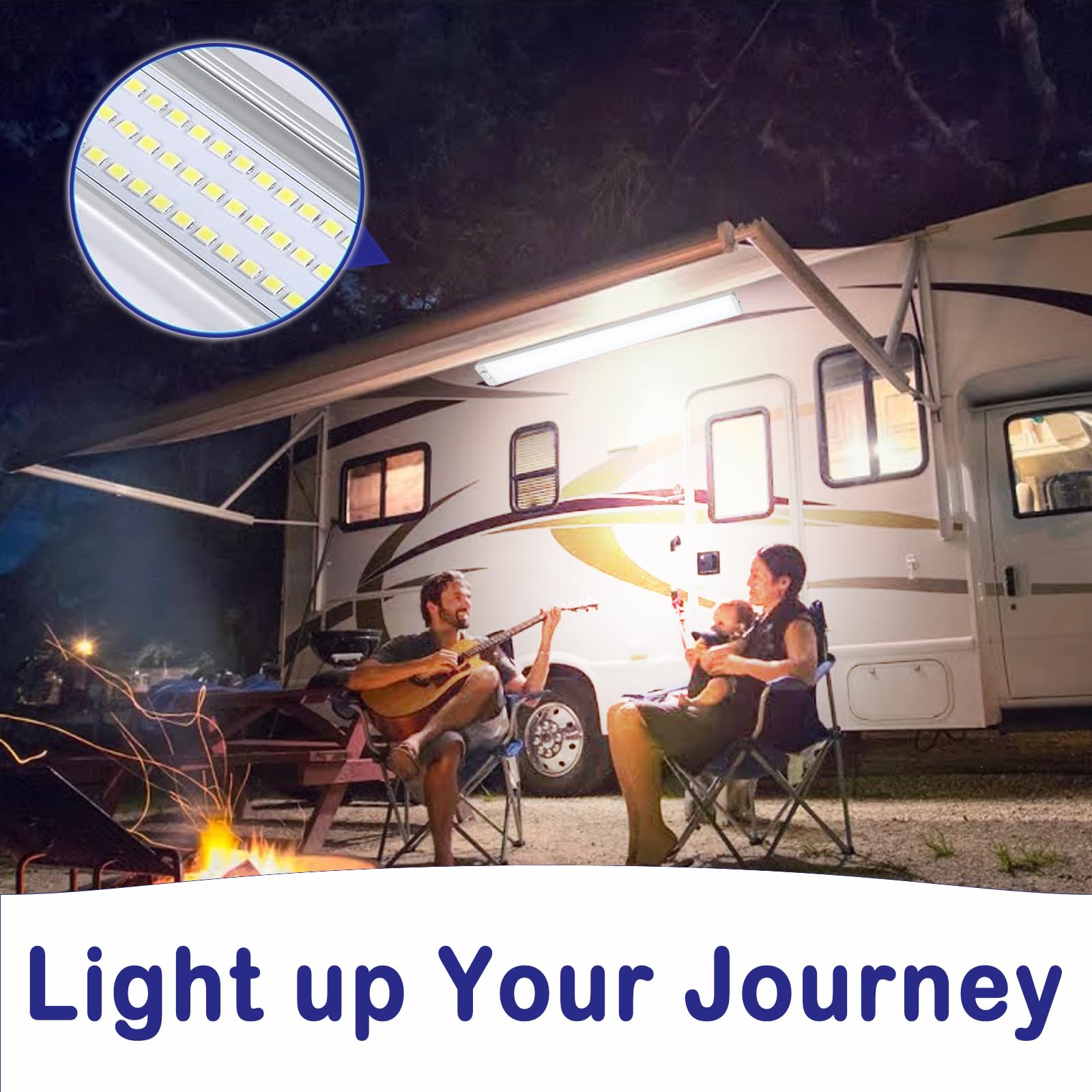 Barra 228 LED 12V, Barra Striscia Lampada con Interruttore, 42cm Barra Luminosa 12V con 1000LM 10W, 6000K Lampada 12 volt LED Camper per Auto, Camion, Caravan, Furgone, Barca