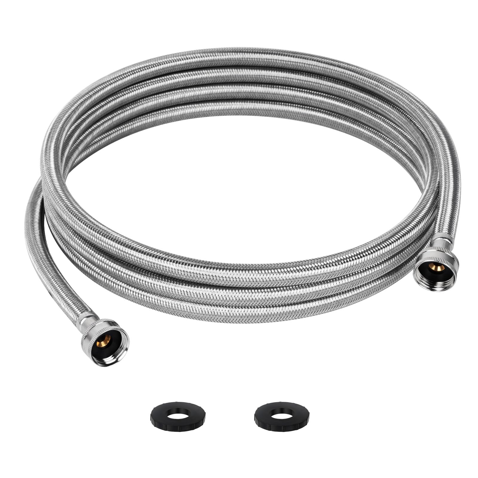 12 FT Washing Machine Hoses, 3/4" FHT Stainless Steel Washer Hoses, For Long-Distance Water Supply in Large Residences
