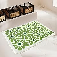 Vista 8 de SHIYUE Alfombras verdes de baño, tapetes de piso de microfibra suaves y esponjosos para baño, antideslizantes e impermeables en el reverso, tapete