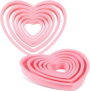 2 Sets Plastic Heart Cookie Cutters Valentine Heart Pancake Mold for Baking Cakes, Biscuits, and Sandwiches(Pink)