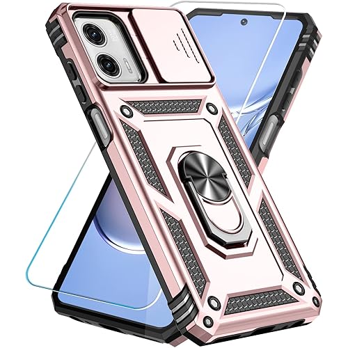 SunStory Phone Case for Motorola Moto G Power 5G 2023 Case with HD Screen Protector & Slide Camera Cover & Kickstand, [Military-Grade] Phone Case for Moto G Power 5G 2023 (Rose Gold)
