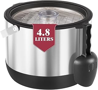 4.8L Eiswürfelbehälter mit Deckel und Schaufel, Edelstahl Eiskübel BPA-FREI, Doppelwandiger Isolierter Eisbehälter für Cocktailbar und Party