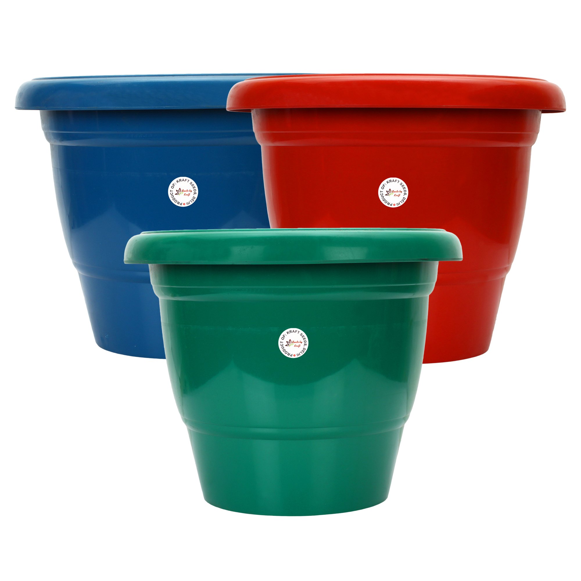Kraft Seeds by 10club Plastic Flower Pots (3 Pcs, 12 Inch, Multicolor) | Gamla Planting Pots for Home Garden | Planters for Nursery | Pots for Lawns (B07CQJQMPQ) Amazon Price History, Amazon Price Tracker