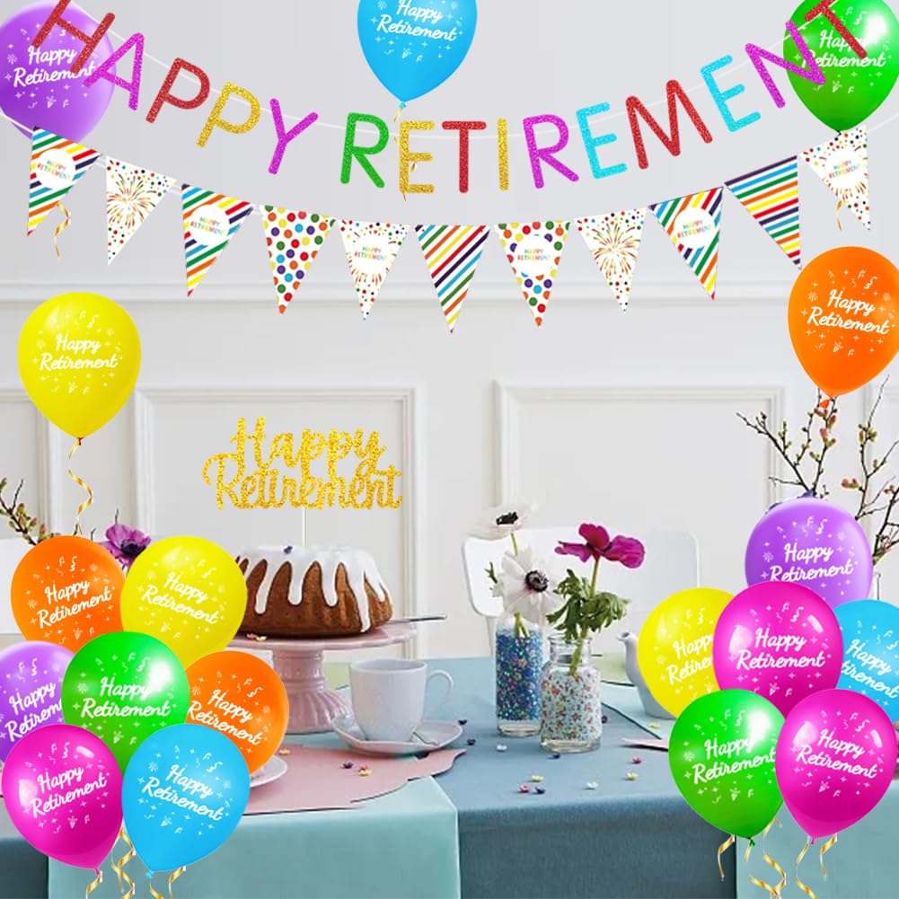 Retirement Party Decorations Kit with Banner Balloons Sash and Cake Topper - Image 3