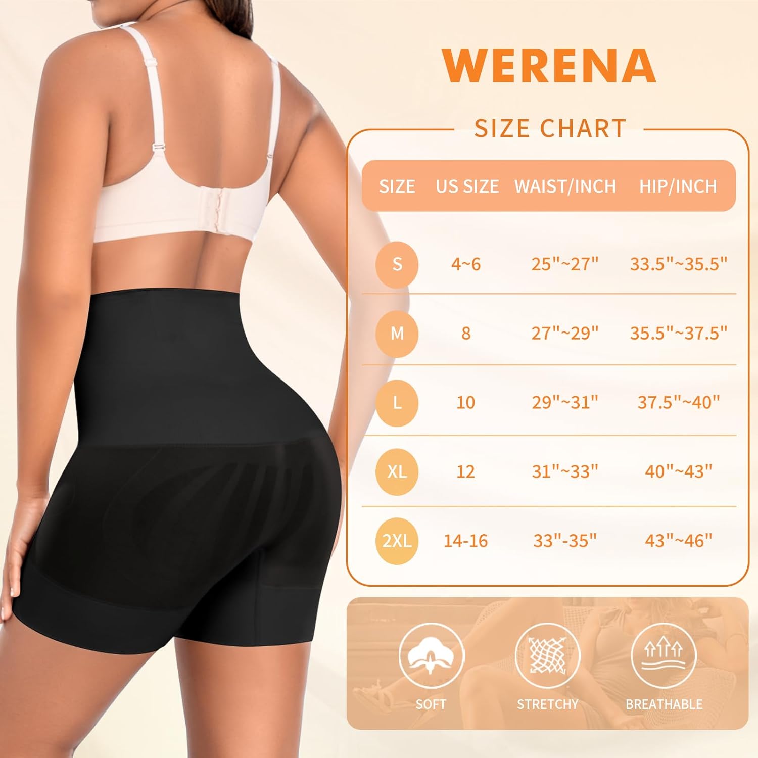Werena Shapewear for Women Tummy Control Shaping Shorts High Waist Body Shaper Panties Underwear Slip Shorts Under Dresses - Image 6