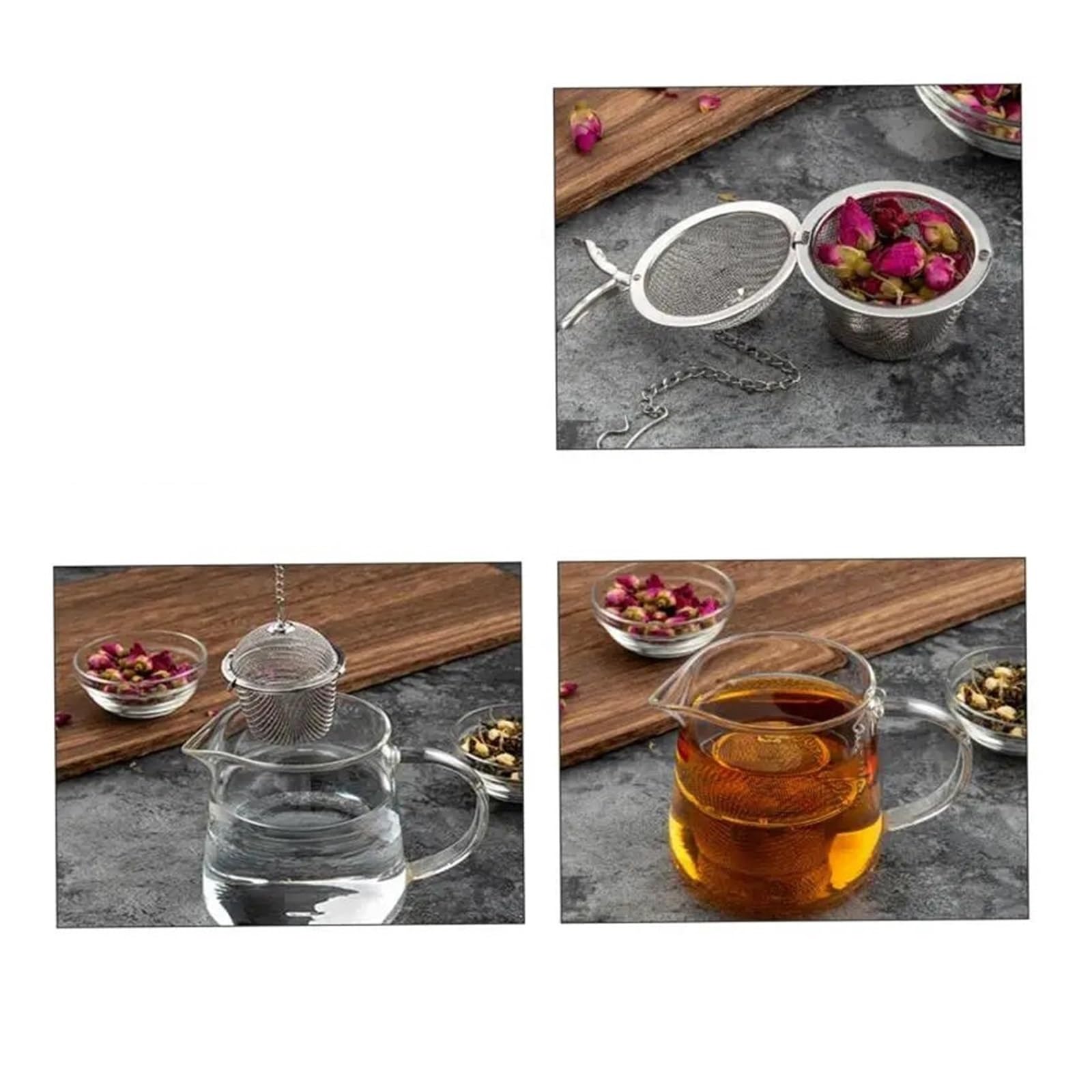 Bola de colador té acero inoxidable, Infusor malla fina for filtro bloqueo hojas sueltas for tetera, taza y olla(2pcs)