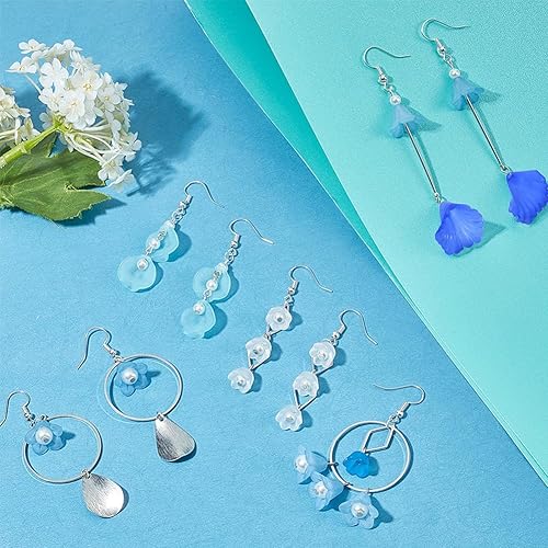 Miniatura 33 de SUNNYCLUE 1 caja de 10 pares de dijes acrílicos de flores florales 3D, kit de fabricación de aretes de lirio de cala para hacer joyas, iniciadores