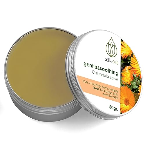 Miniatura 2 de Teliaoils Crema de caléndula (caléndula) para piel de bebé y uso facial. Crema de hierbas calmante para erupciones, piel irritada, piel seca y piel