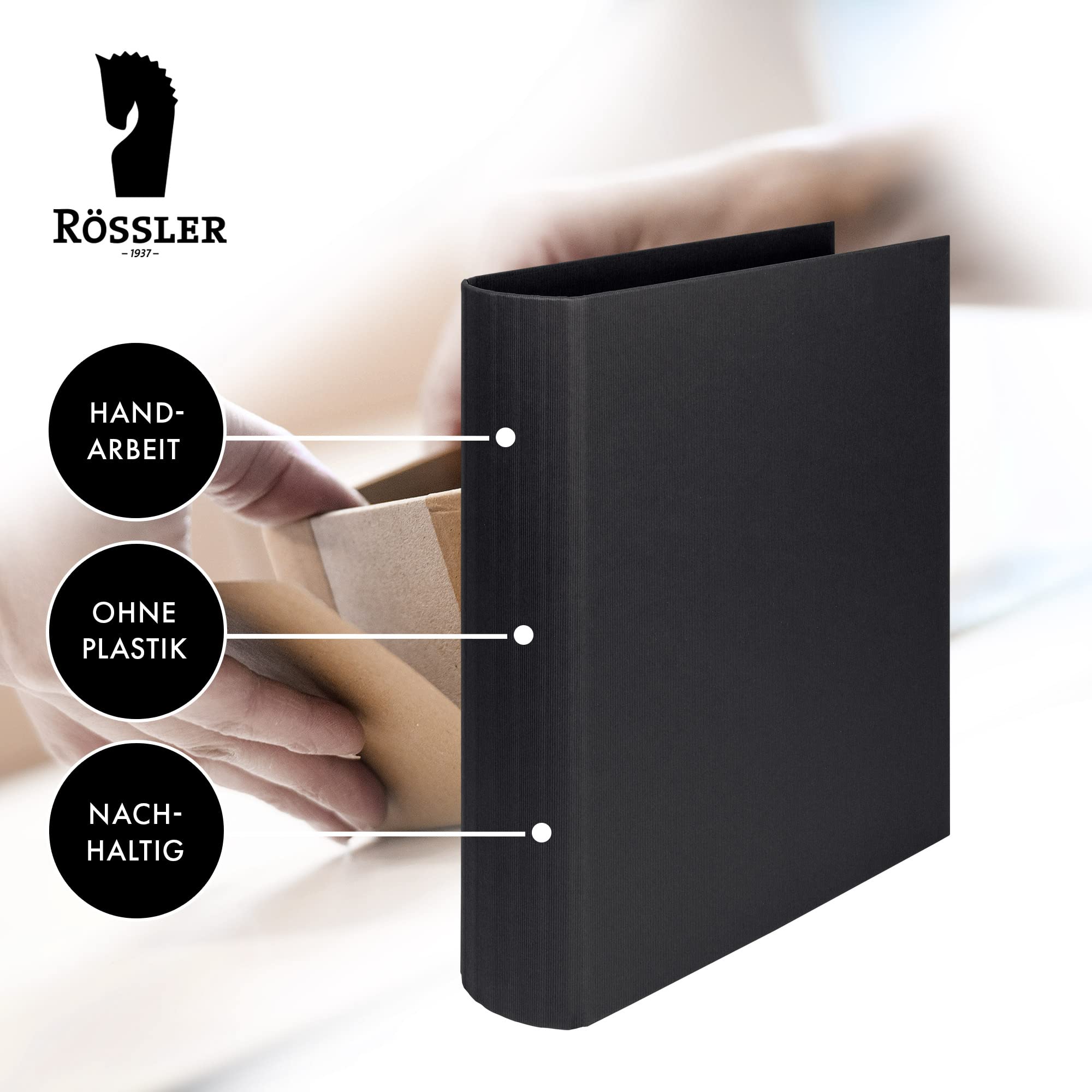 Rössler Papier 1316452705 - S.O.H.O. Segregator ringowy na DIN A4, wysokość 5 cm, mechanizm 4-ringowy, Czarny, 1 szt.