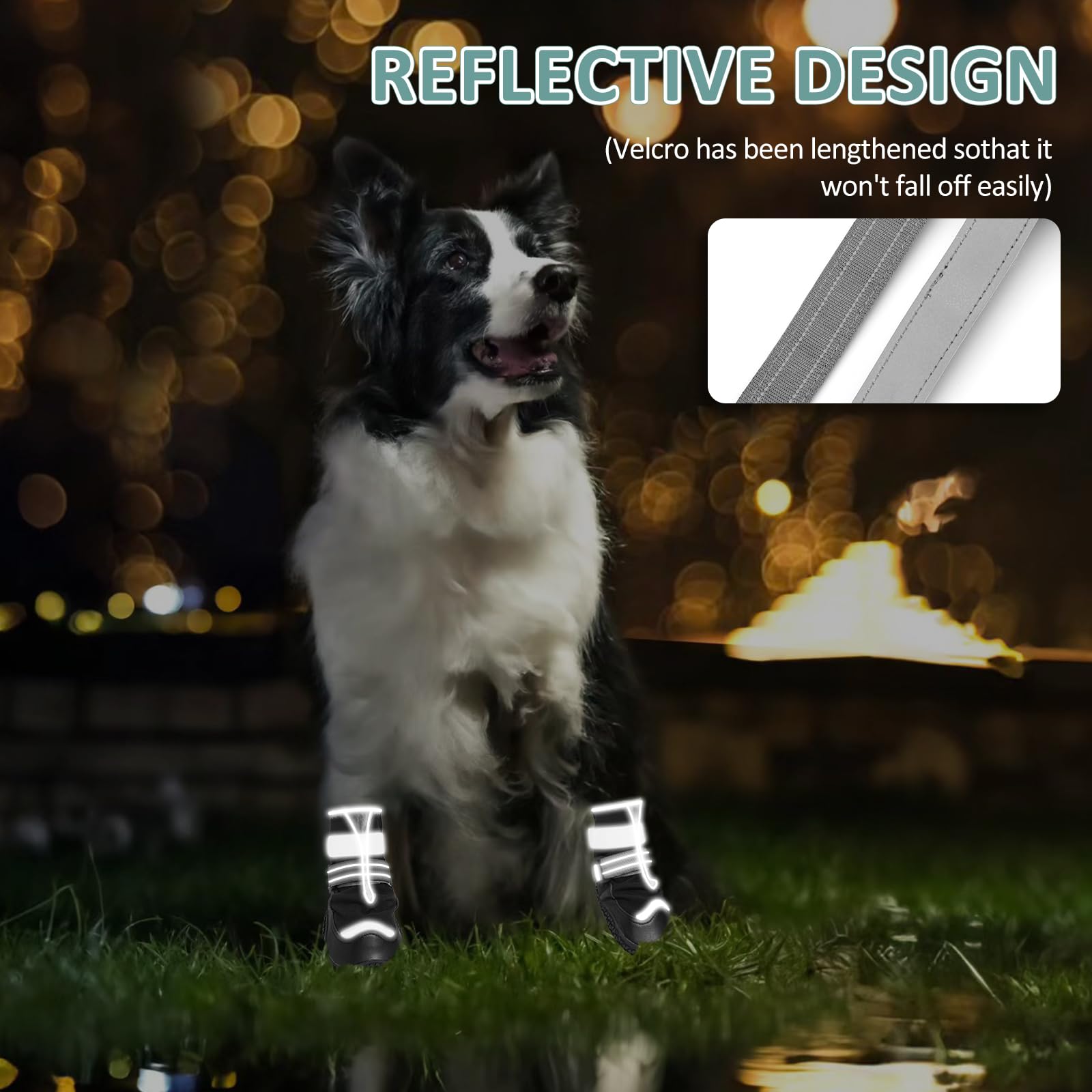 Ohcozzy Waterproof Dog Shoes, Anti-Slip Dog Boots with Reflective Straps - Image 3