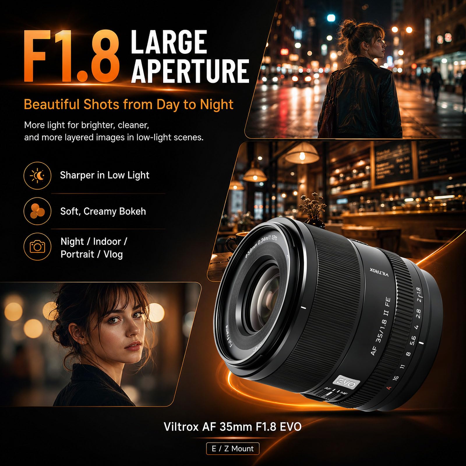VILTROX 35 mm F1.8 EVO FE Mount obiektyw do aparatu Sony E z pełną ramką design APO obiektyw pełnoformatowy z grubą przysłoną autofokusa soczewka do Sony A7CIl A7CR ZVE1 A7RV FX2 a7RIV a7IV a7RI A6700