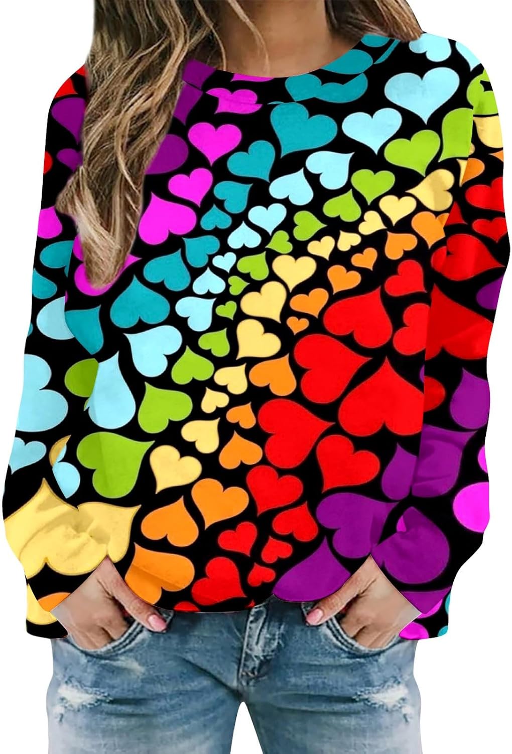 PUTEARDAT T Shirts for Women,Women Heart Printed Shirts