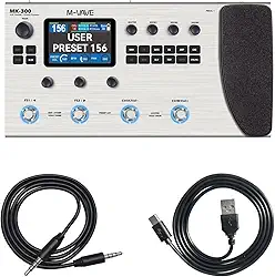 M-VAVE MK-300 Processador de Efeitos para Guitarra - Modelagem Neural 120 AMP/360 FX, Bateria 10h, Looper 300s, MIDI e Compatível com Kemper/Axe-FX (Preto)