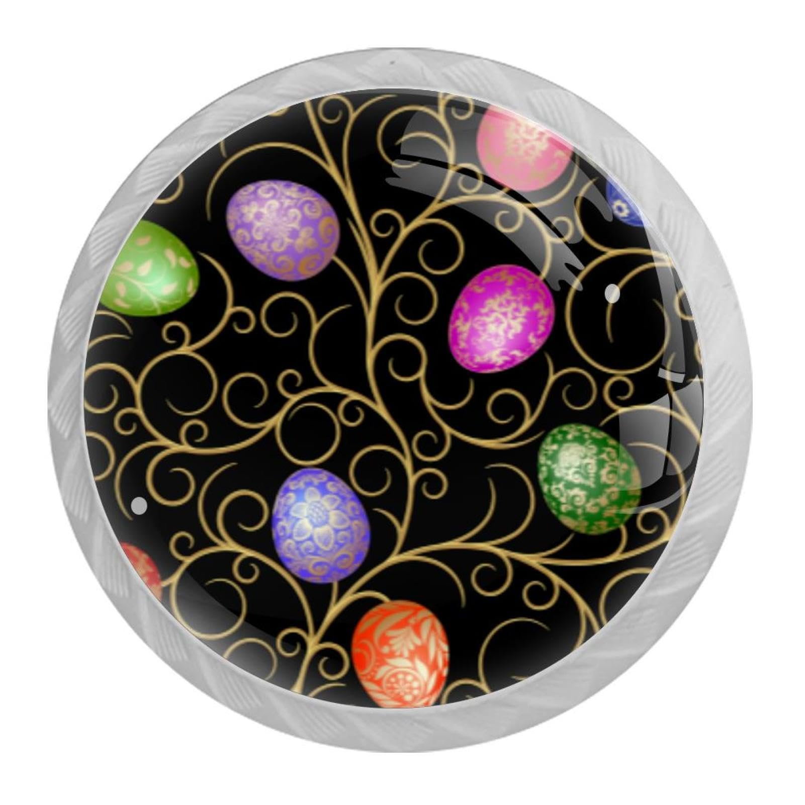 Tqmspg 4 Pieces Drawer Pulls Easter Eggs Door Knobs Dresser Handles for Kitchen Wardrobe Cupboard Hardware Furniture