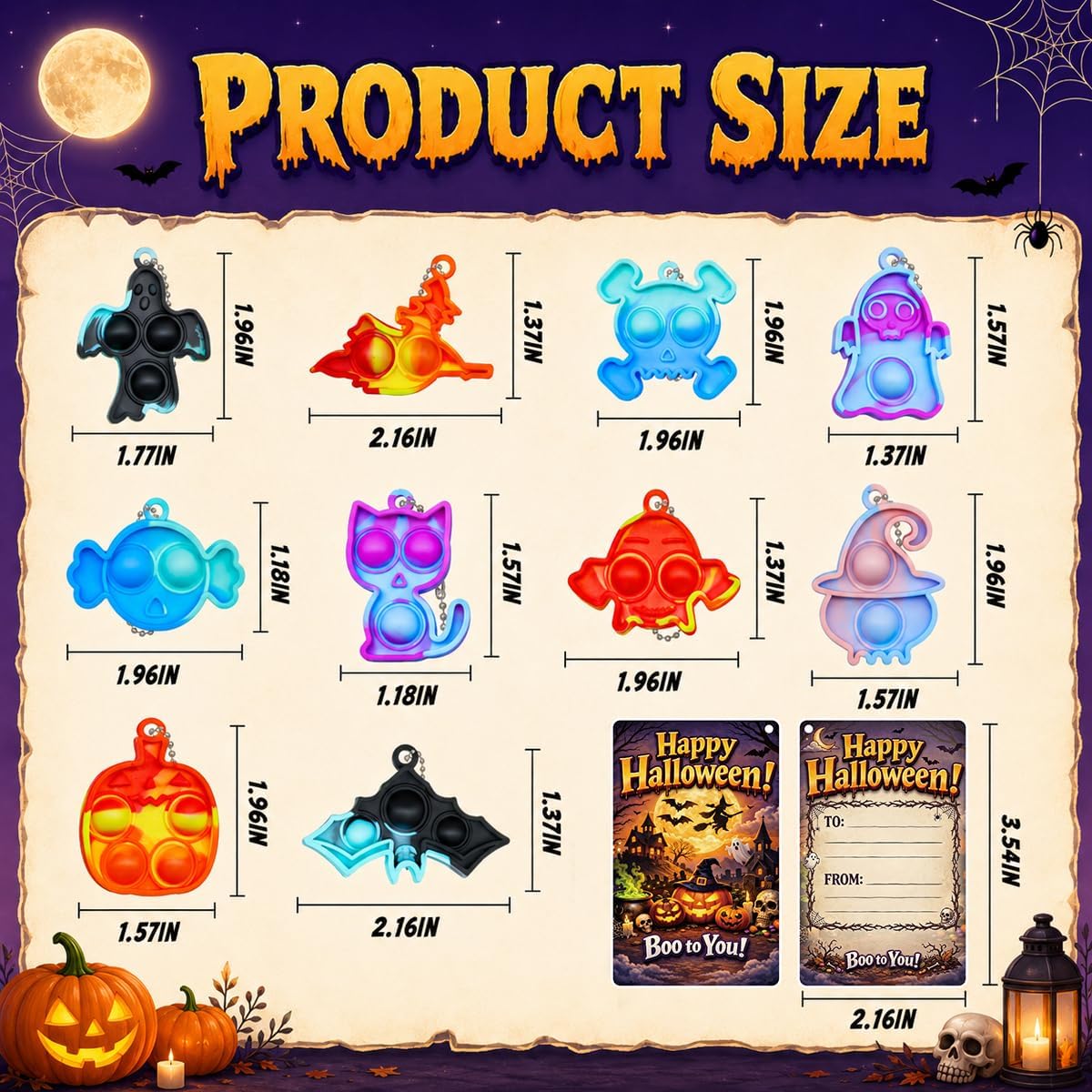 80Pcs Halloween Pop Keychain Fidget Toys for Kids, Bulk Party Favors image 3