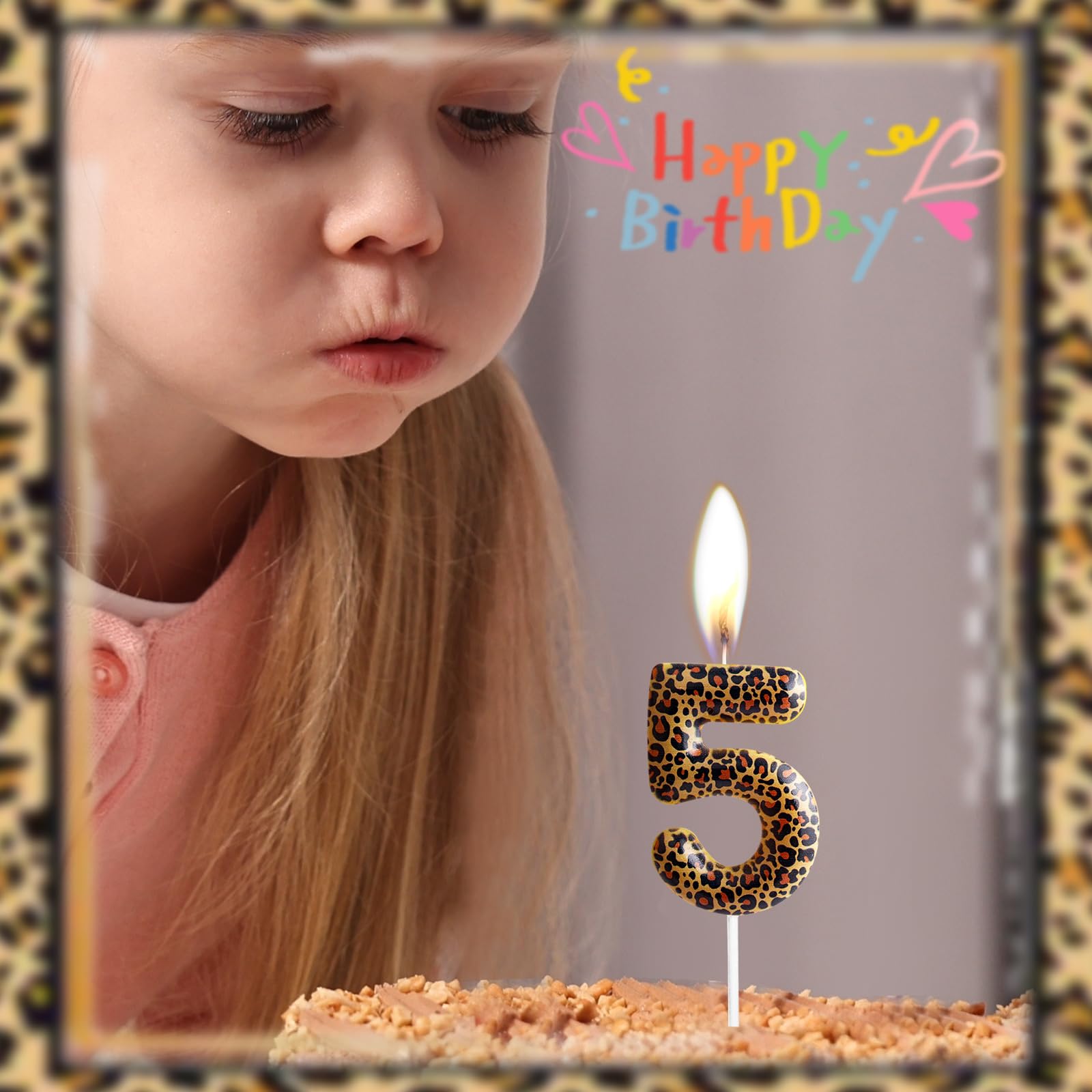 Yiran Leopard Print Birthday Candles Number 21, Realistic Leopard Printing Birthday Number Candles, Wild Onez Zoo Animals Themed Candle Cake for Boys and Girls Gifts Anniversary Party Supplies — view 5
