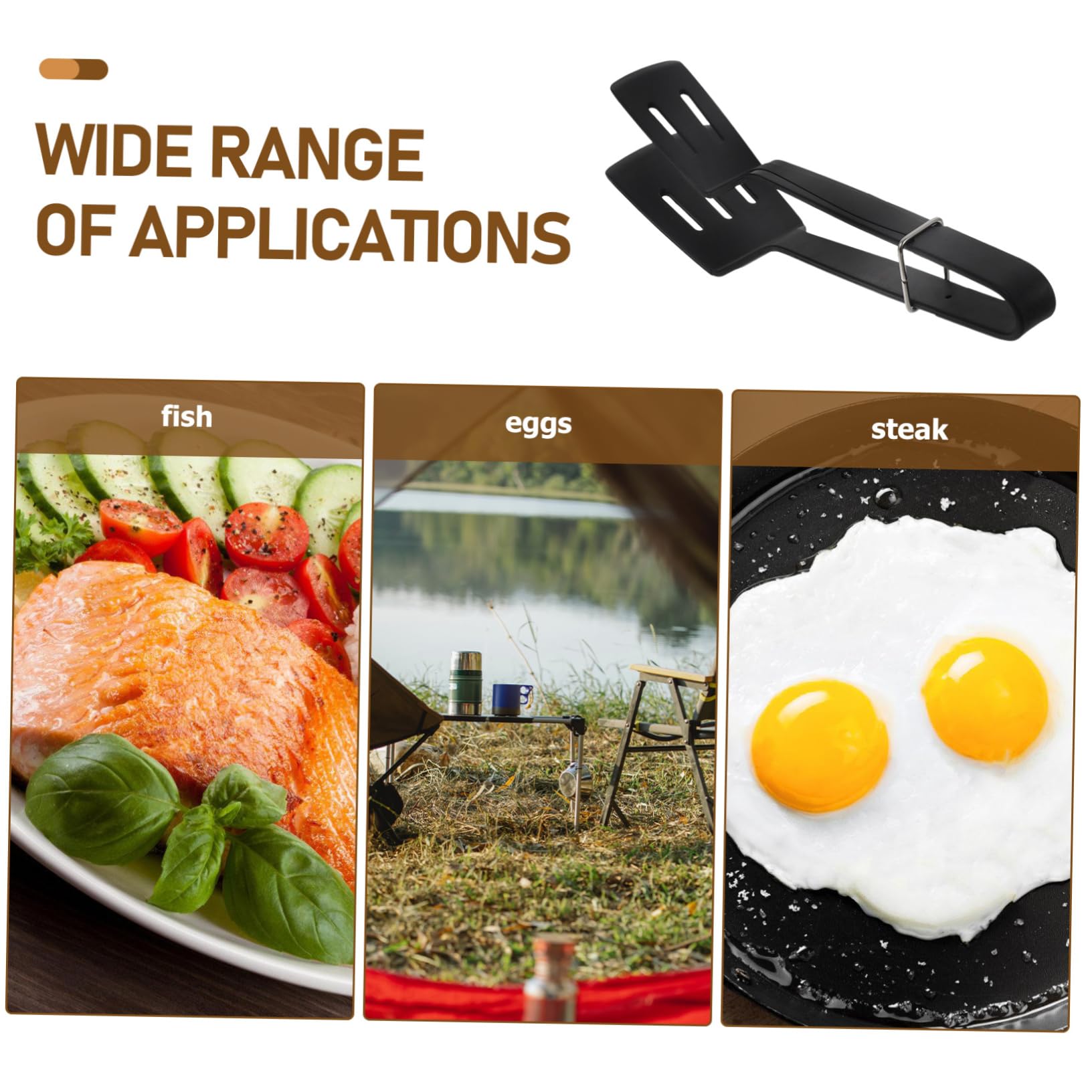 INOOMP 3stücke Silicone Grill Und Küchenzange Mit Rutschfestem Griff Multifunktionale Spatelklammer Für Steak Fisch Und Eier Hitzebeständig Für Kochen